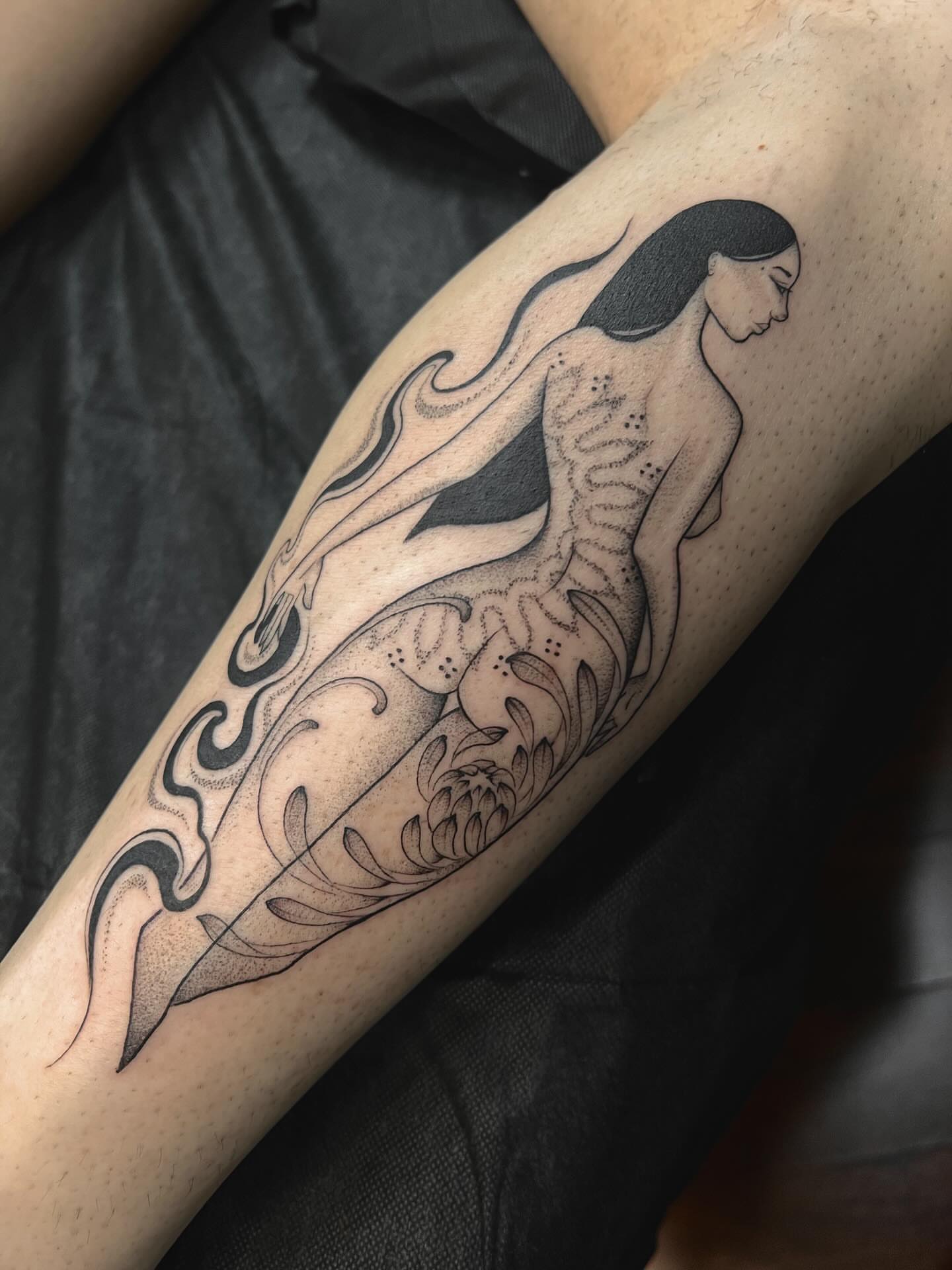 Tattoo by @avreysimone — dotwork, black_and_grey