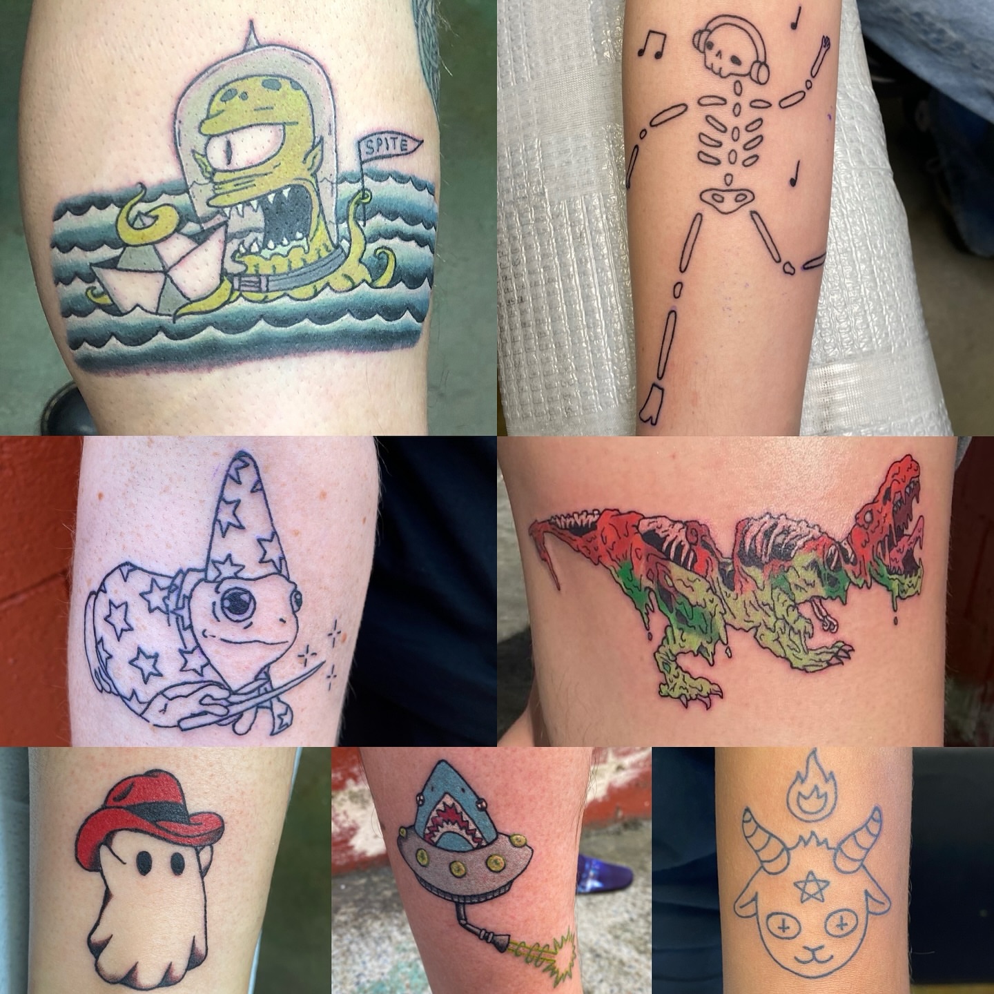 Monster in submarine dotwork tattoo on the forearm by Destinee DeFriece