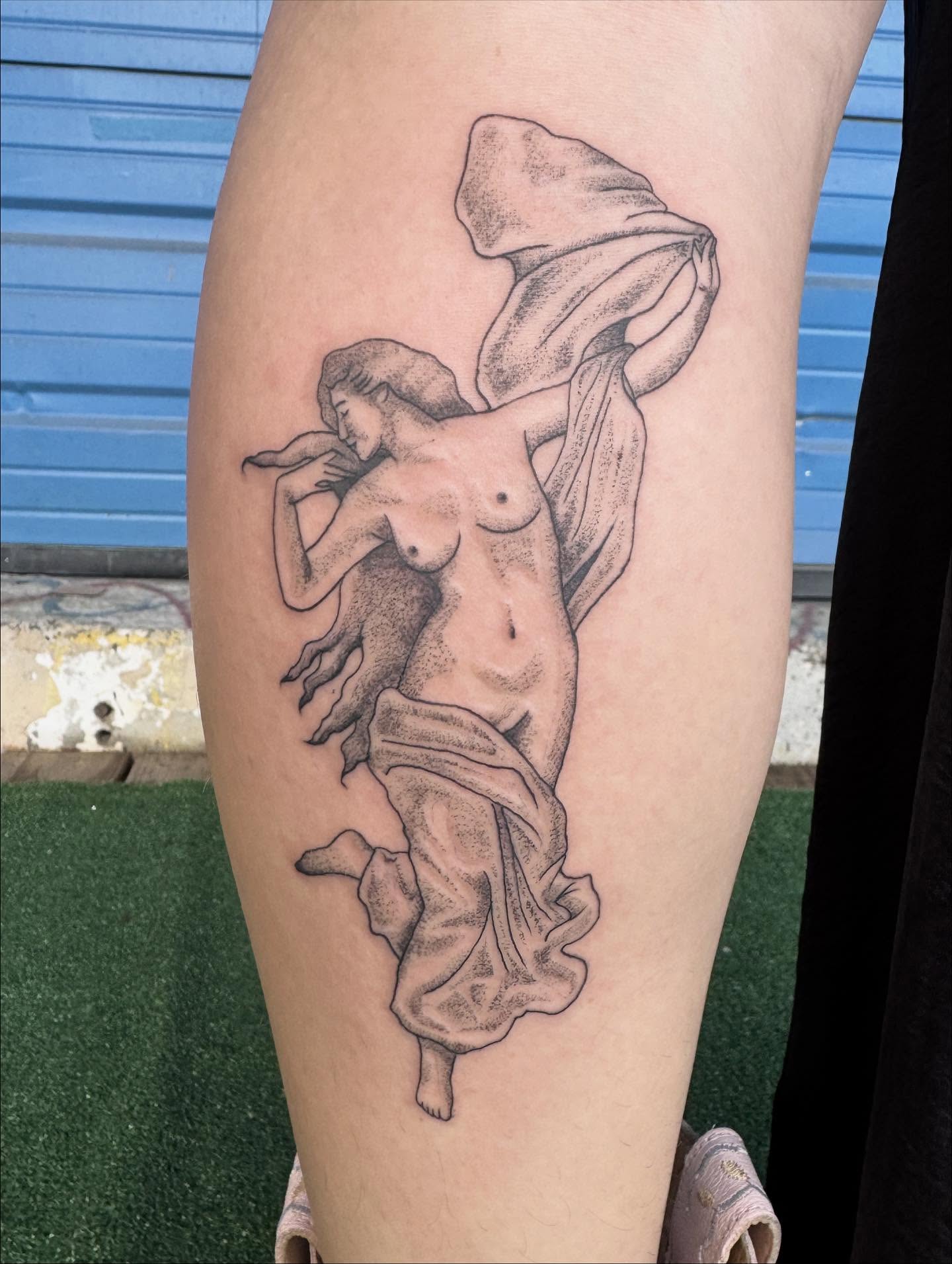 Tattoo by @bluebyrdtattoos — dotwork, realism