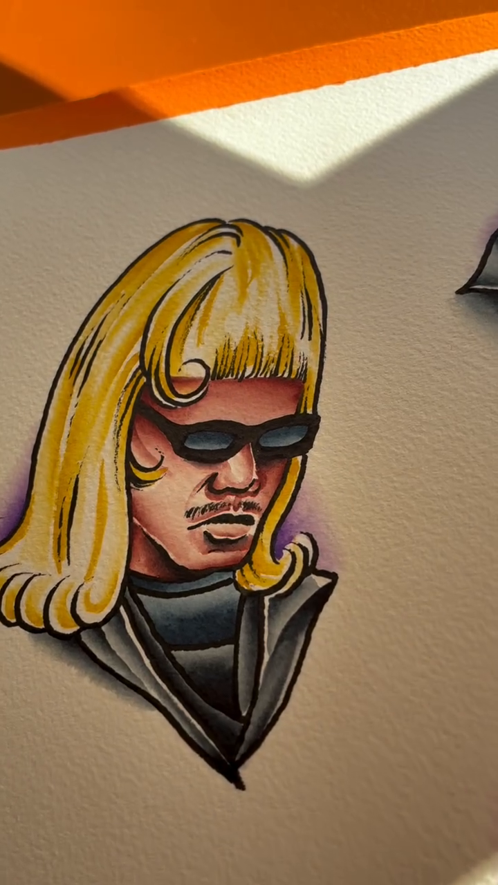 Man with sunglasses neo-traditional tattoo by Chris Chapman