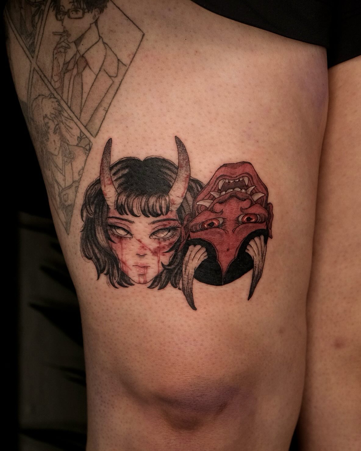 Tattoo by @misaxinks — dark_realism, anime