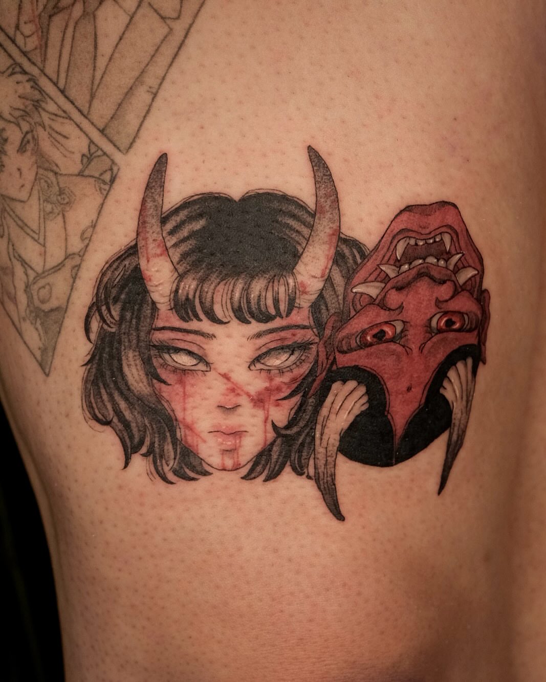Tattoo by @misaxinks — dark_realism, anime