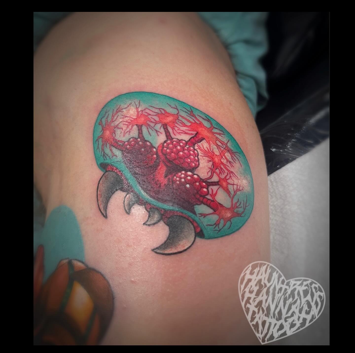 Neurons dotwork tattoo on the shoulder by Hannah Casadonti