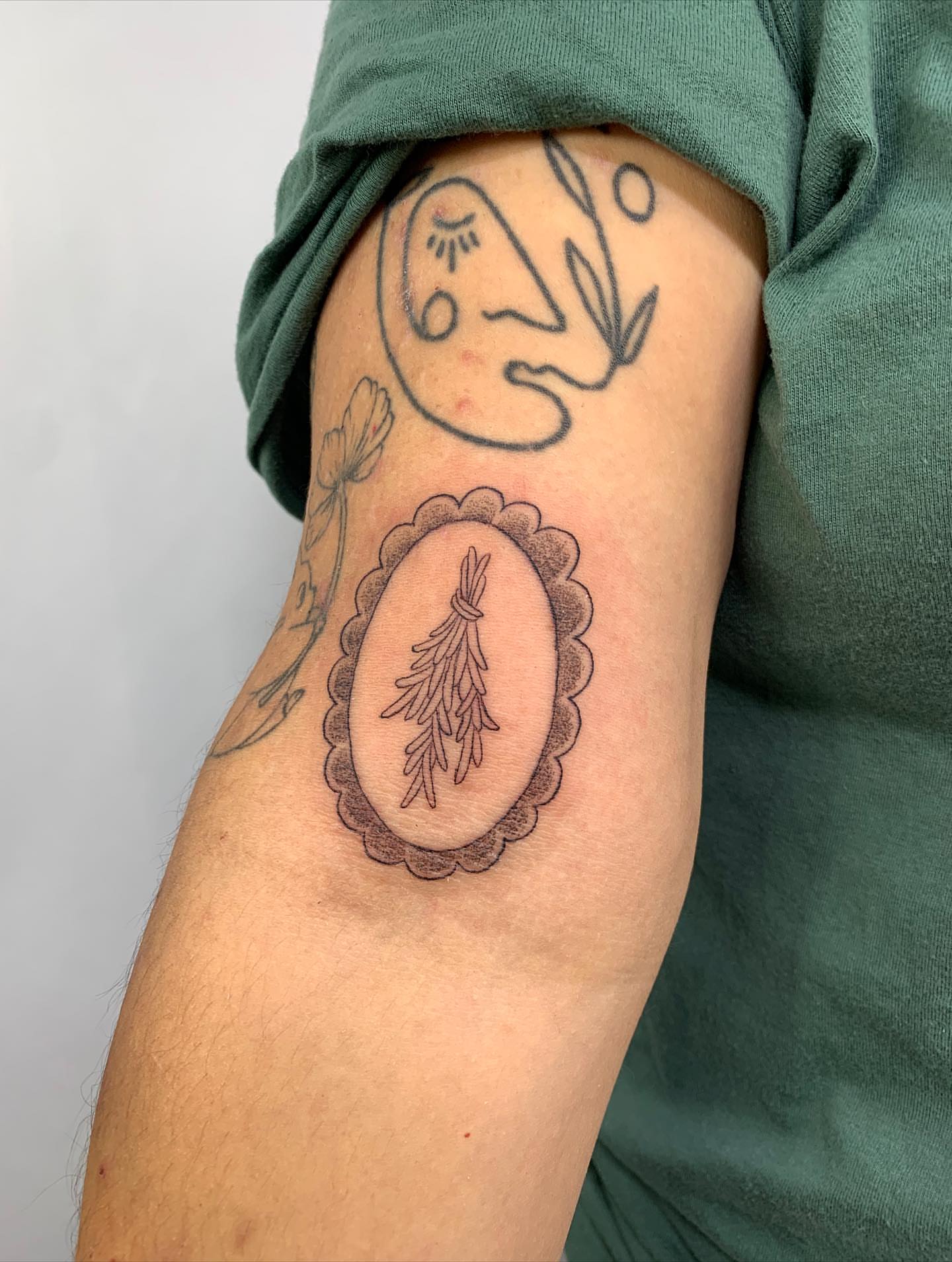 Herbal bundle black and grey tattoo on the forearm by ⊹ Avery Peterson ⊹