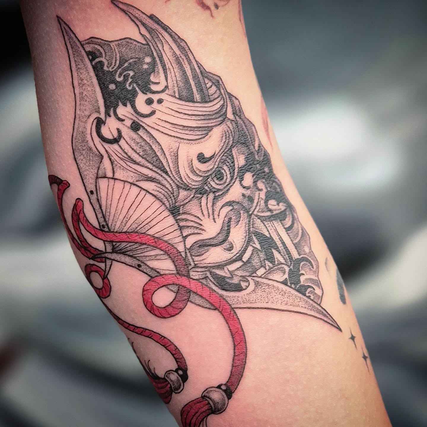 Fish and ribbon dotwork tattoo on the forearm by Тату Херсон _ Kherson tattoo, Kherson