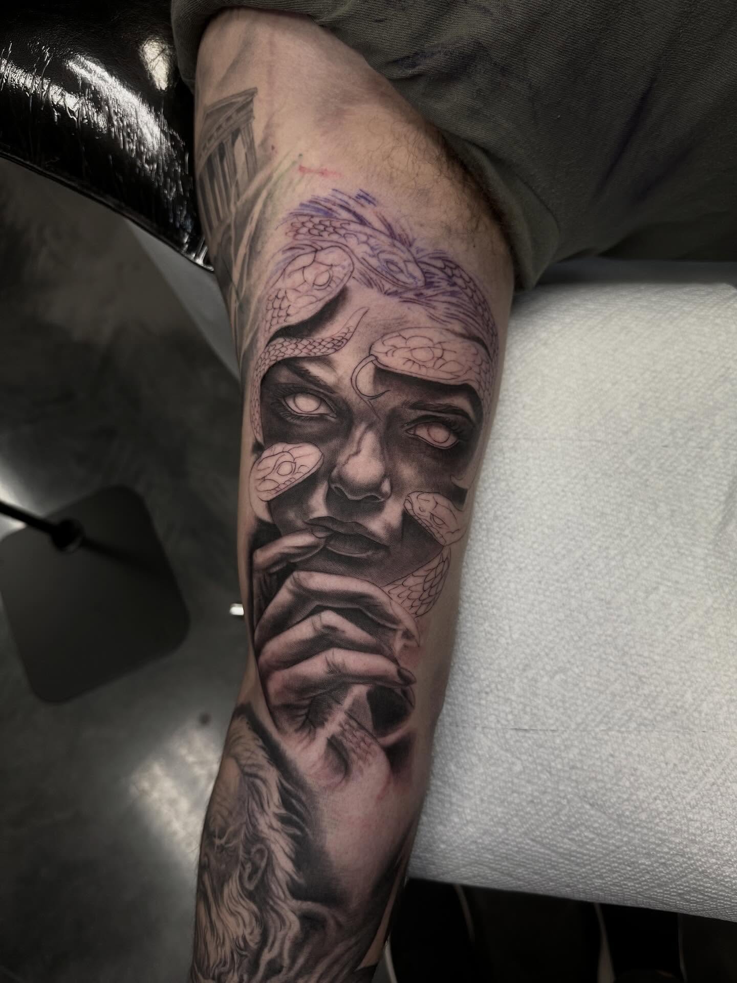 Portrait realism tattoo on the forearm by ⚡️Jay Cunliffe⚡️