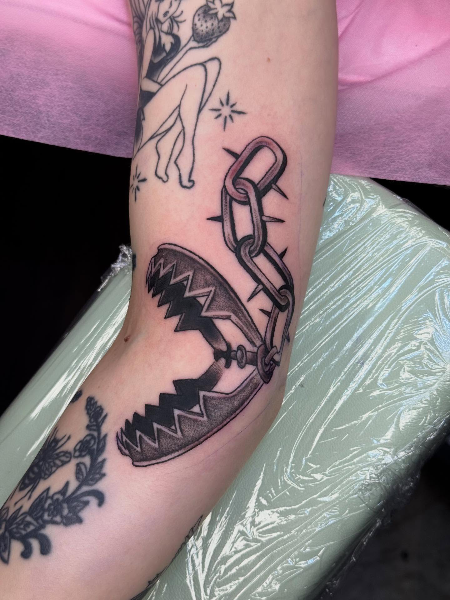 Tattoo by @aarondoestattoos — black_and_grey