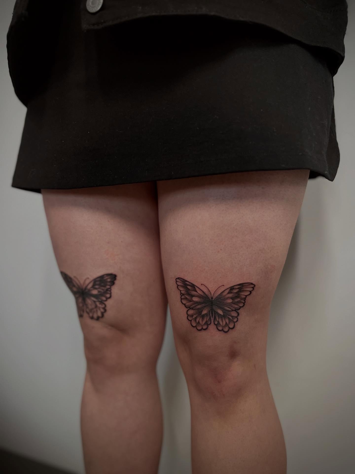Tattoo by @catgirltattoo — black_and_grey