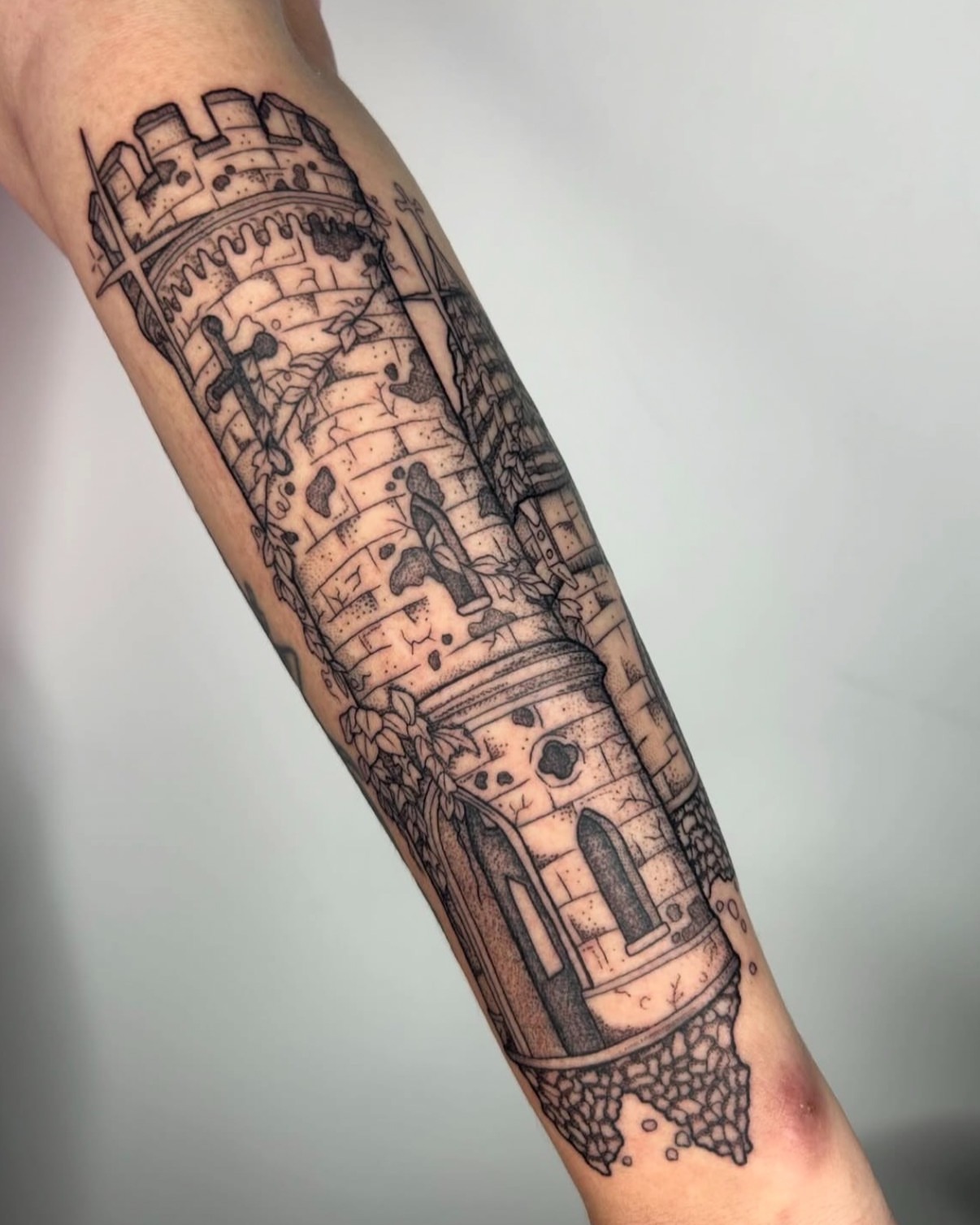 Tattoo by @poppyoliviatattoo — black_and_grey