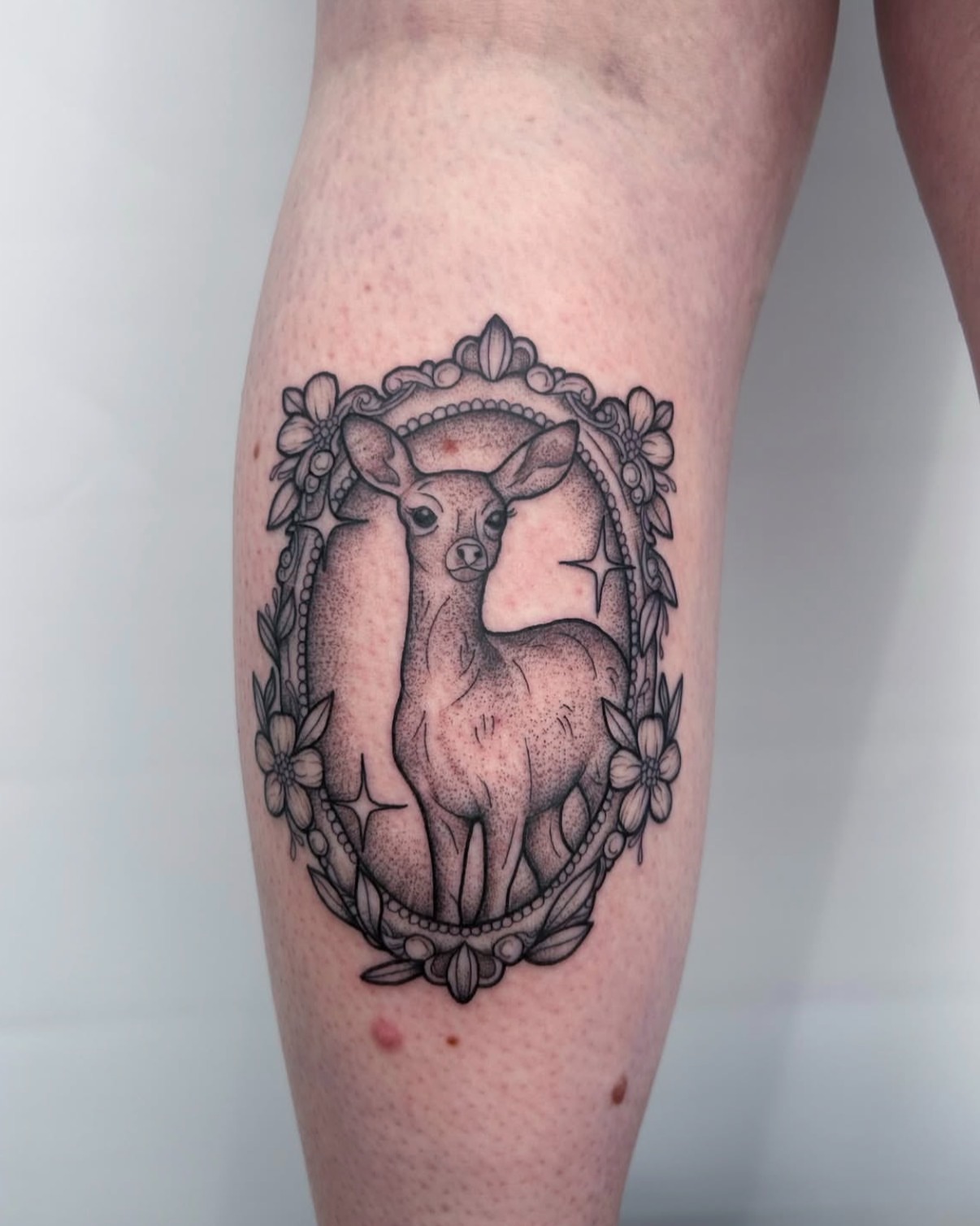 Tattoo by @poppyoliviatattoo — dotwork, black_and_grey
