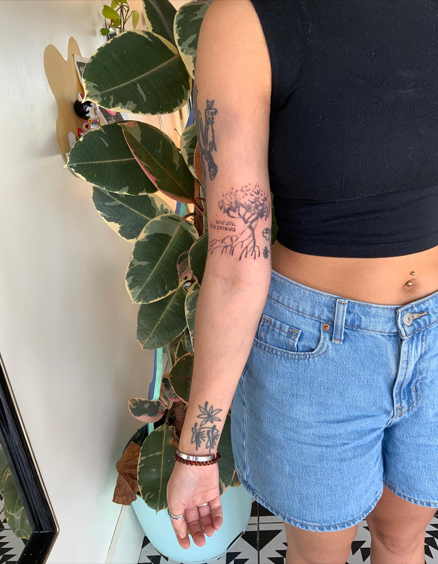 Tree black and grey tattoo on the forearm by luce elias :
