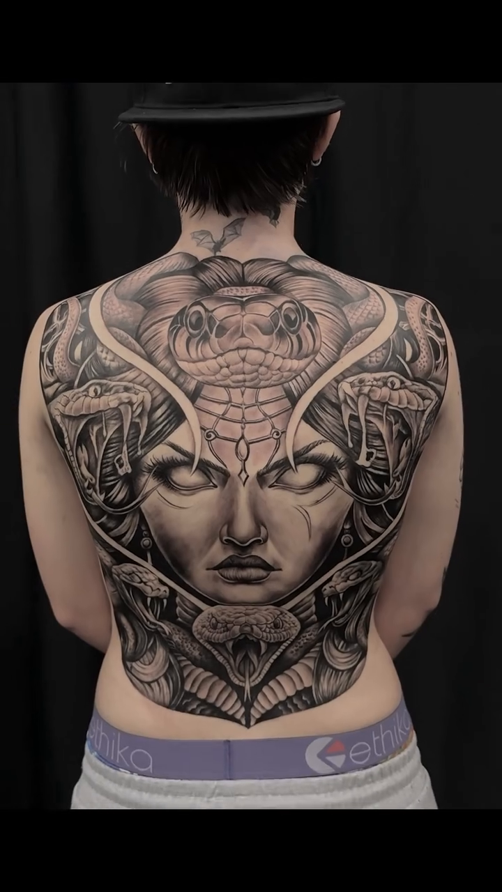 Medusa portrait with snake headdress realism tattoo by INK with KIRON 🇳🇵 🇺🇸DTX, Dallas, Texas