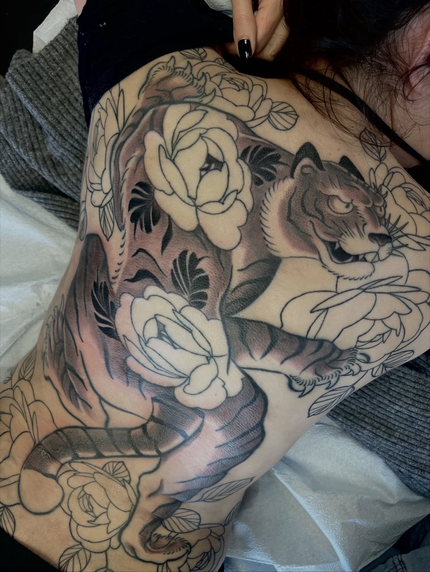 Tattoo by @hotmessnation — black_and_grey