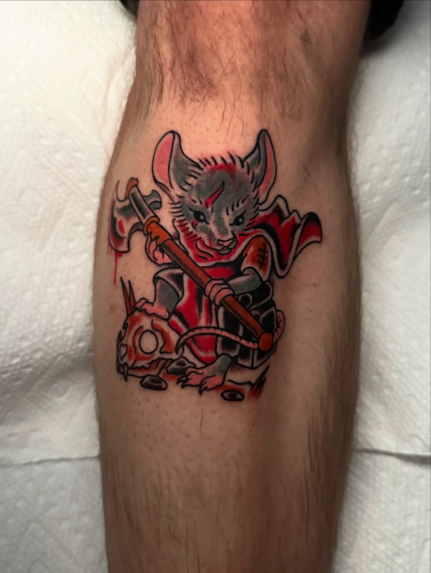 Mouse warrior American traditional tattoo on the forearm by 🕸🎚 𝑺𝑨𝑵𝑻𝑰 𝑺𝑬𝑽𝑬𝑵𝑺 🎚🕸🇫🇯
