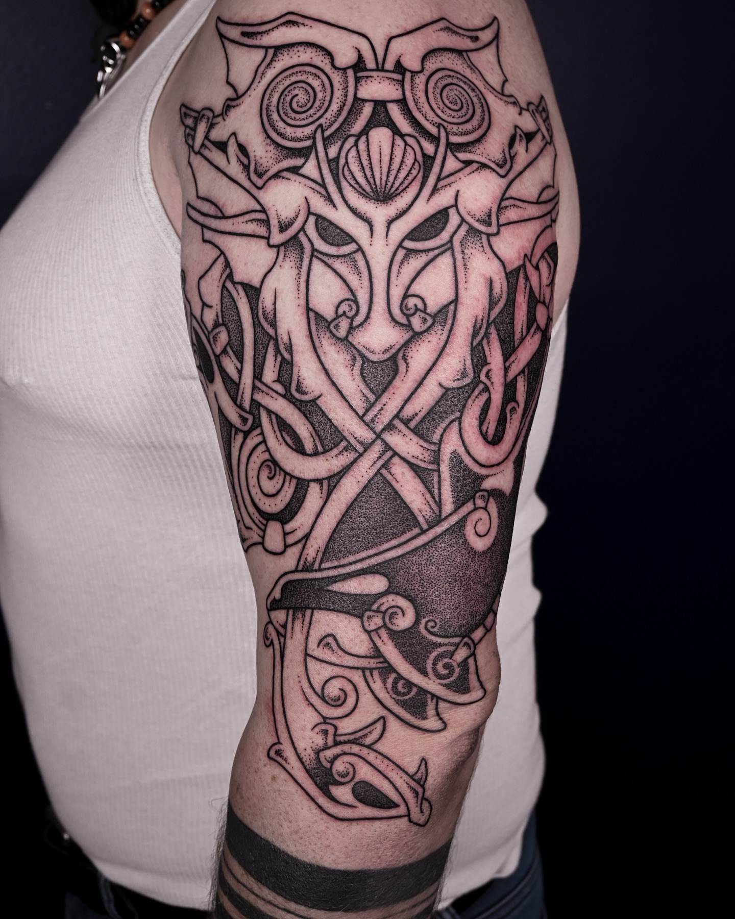 Tattoo by @kintyreink — black_and_grey