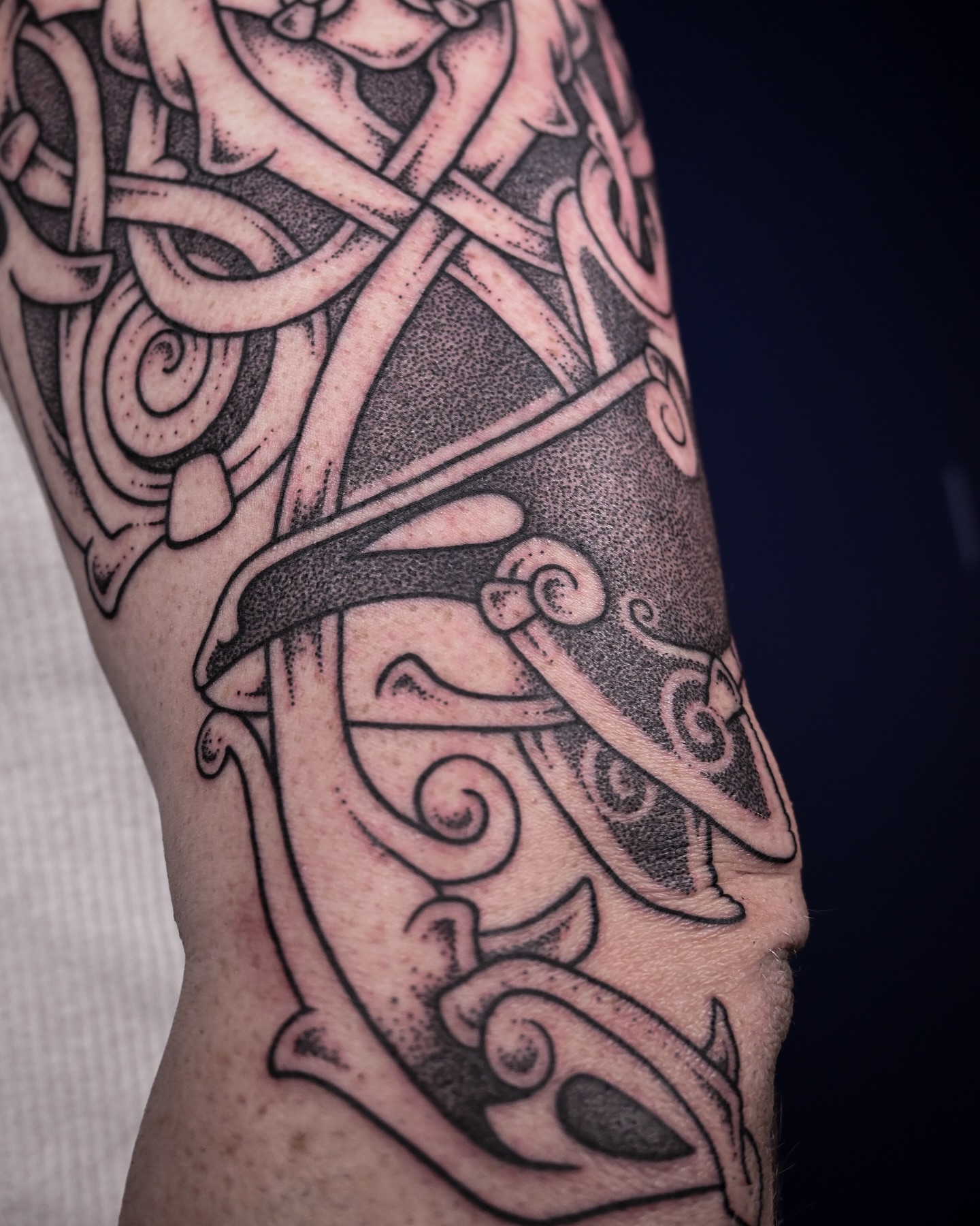 Tattoo by @kintyreink — dotwork, black_and_grey