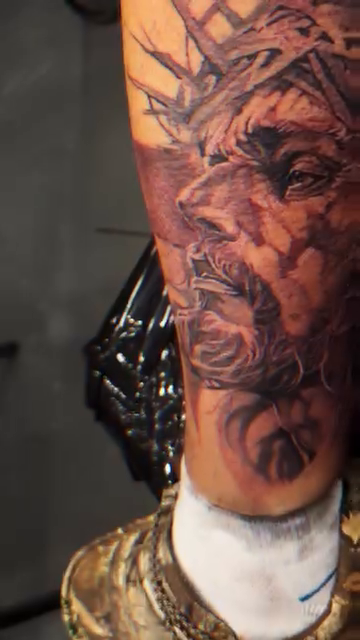 Jesus Christ realism tattoo by Derrick Joe tattoos