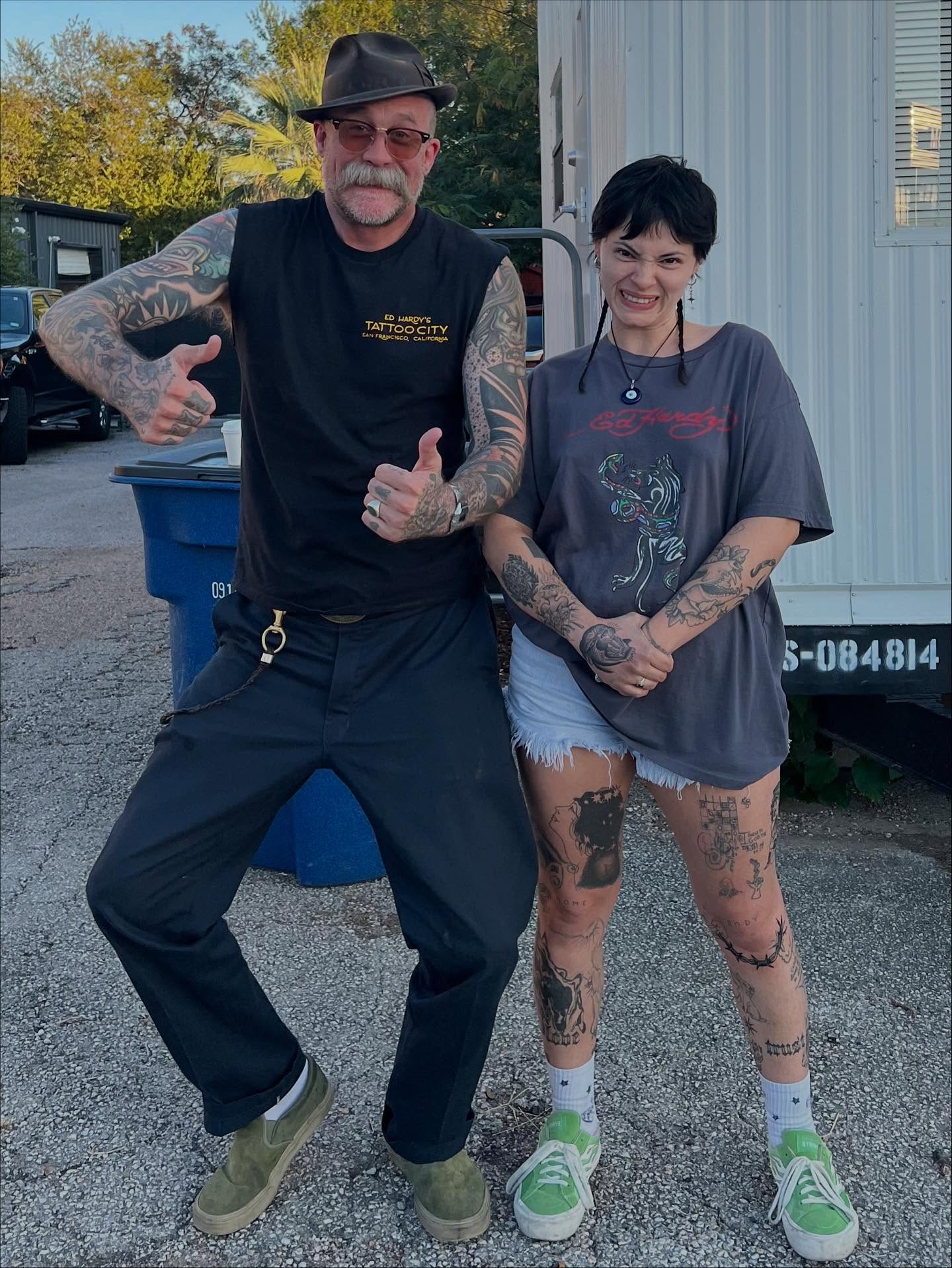 Tattooed couple American traditional tattoo on the torso by ☻︎ Cyd Precious ☹︎
