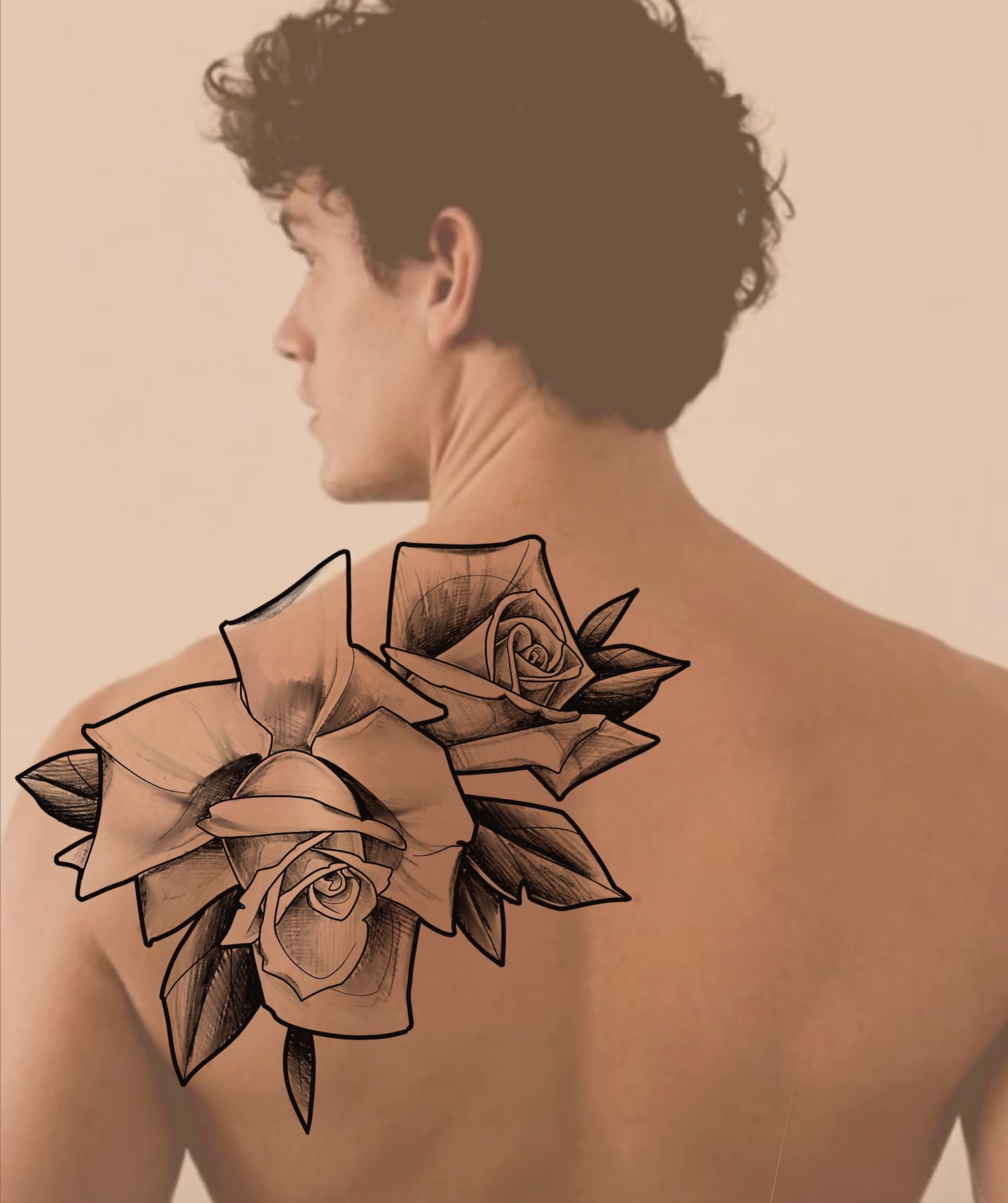 Roses black and grey tattoo on the back by BELLIE ✧ Tattoo Artist