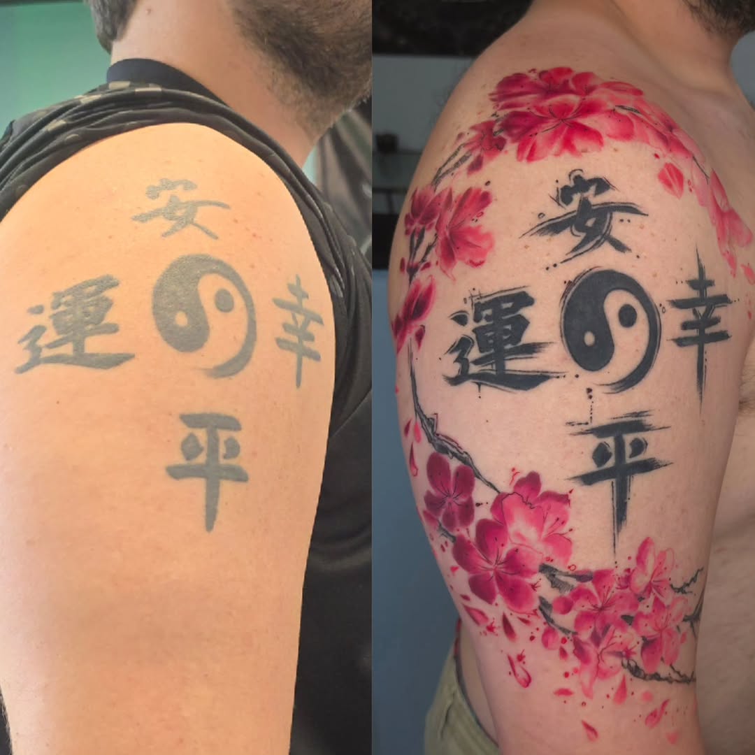 Japanese tattoo on the shoulder by BoogaInk