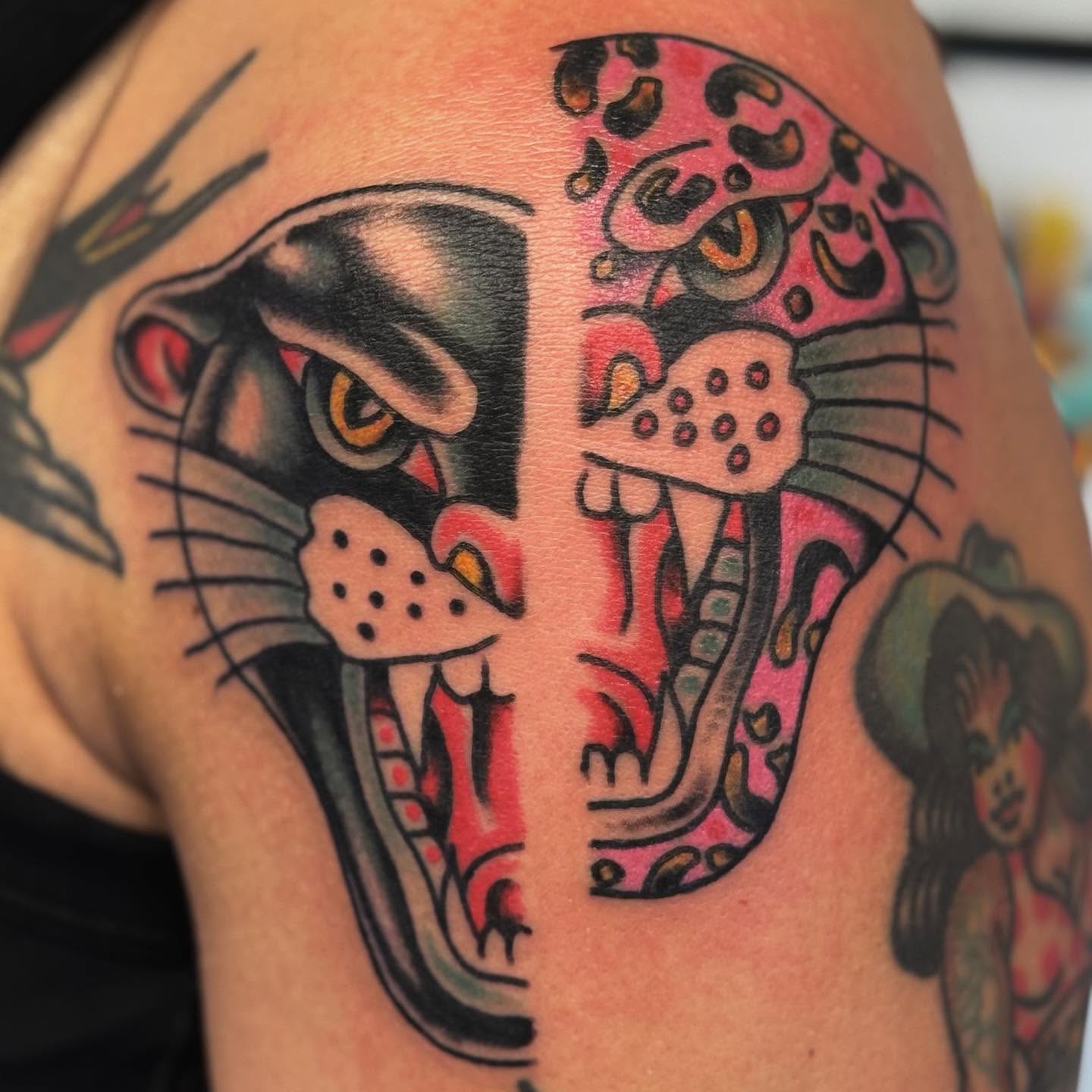 Tattoo by @rev.claytattooer — american_traditional, trash_polka