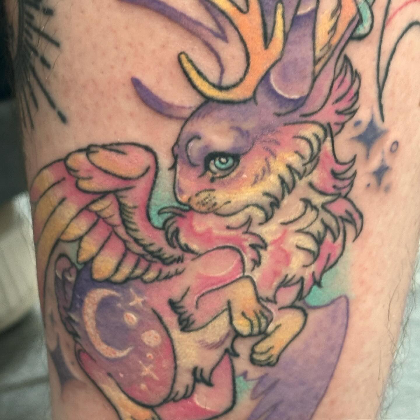 Fantasy creature illustrative tattoo on the forearm by ✦ Louie ✦, Sterling Heights, Michigan