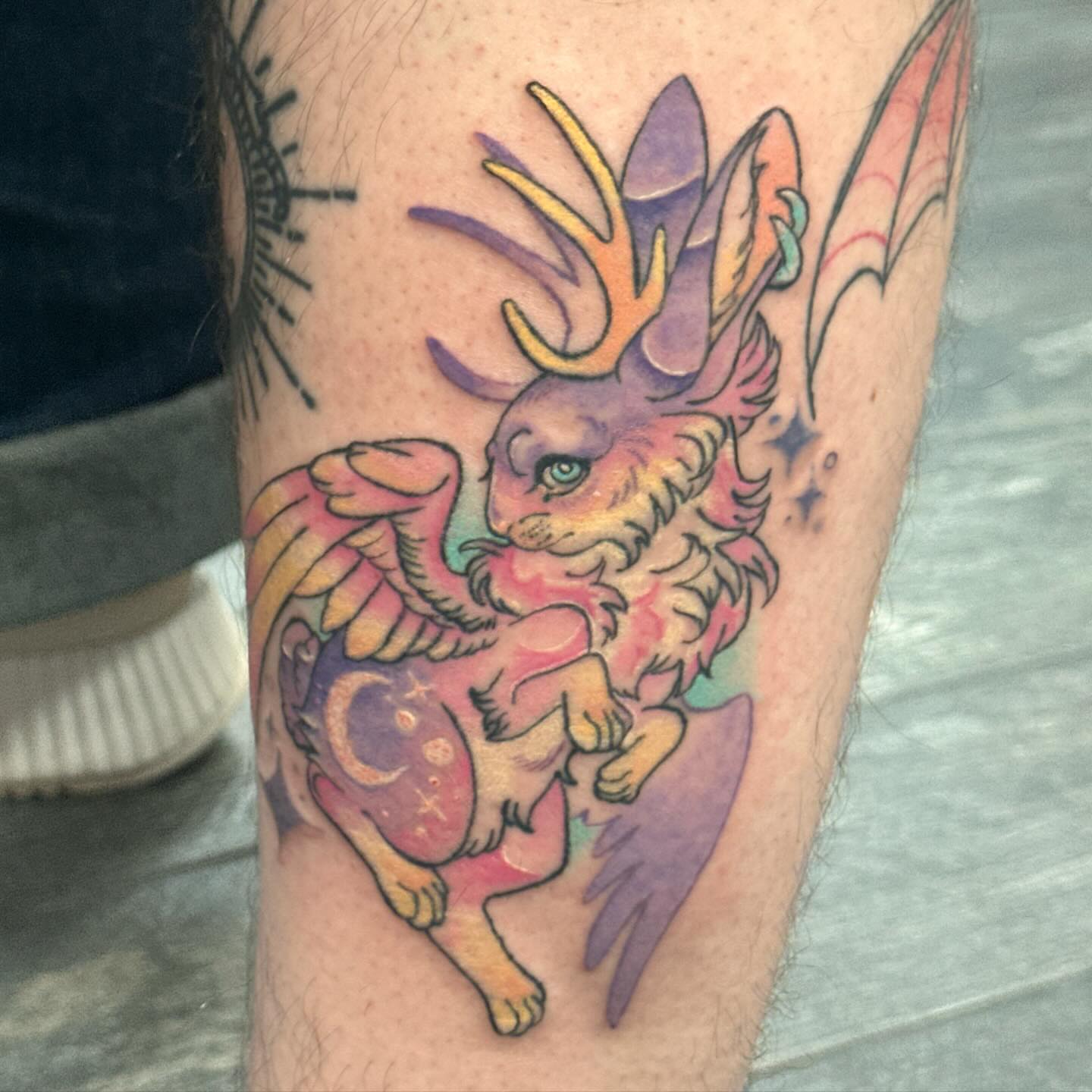 Fantasy creature new school tattoo on the forearm by ✦ Louie ✦, Sterling Heights, Michigan