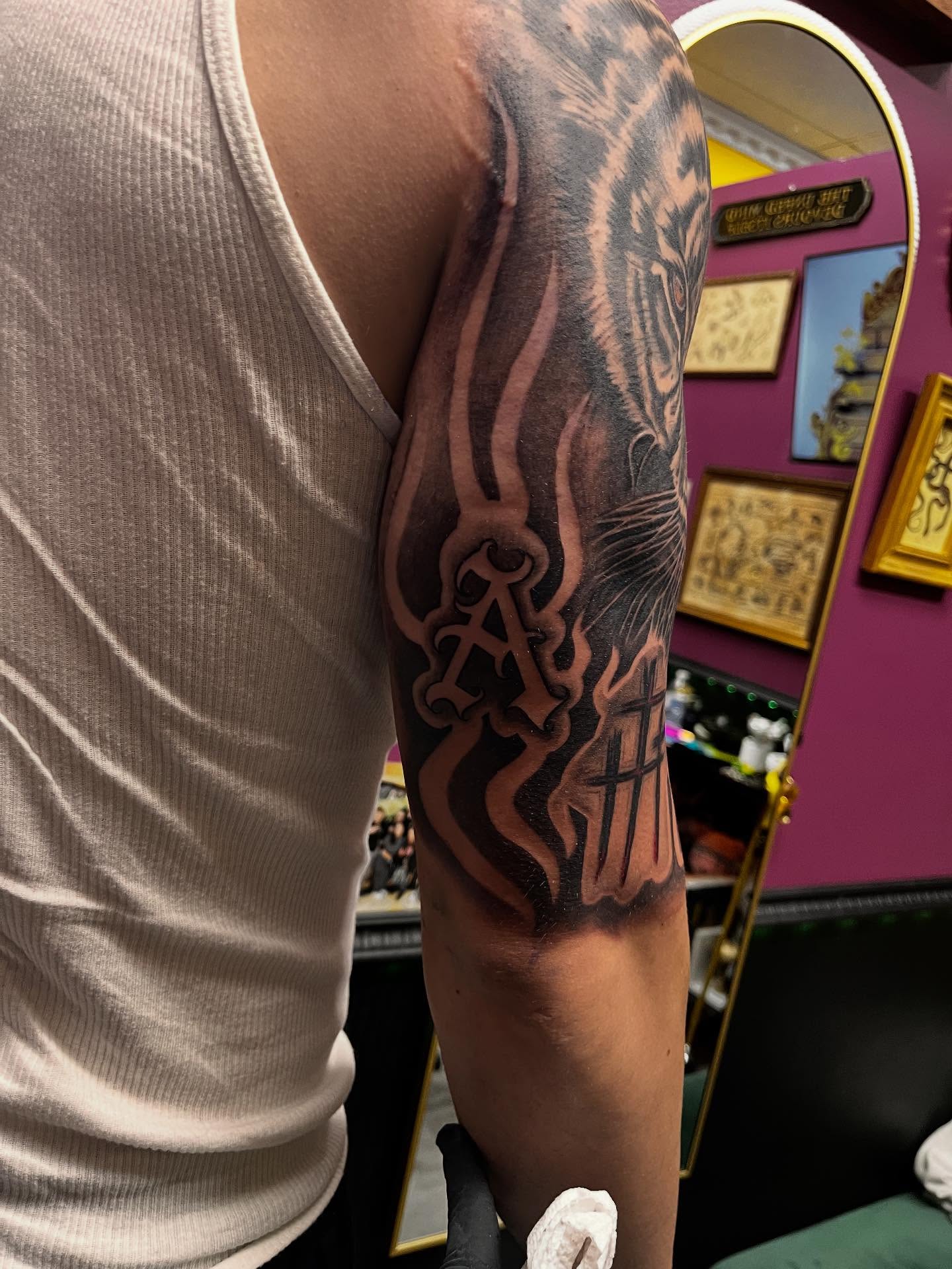 Tattoo by @inkbykg — black_and_grey, geometric