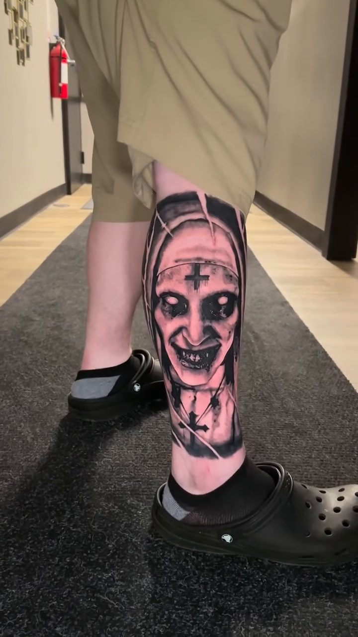 Demonic nun realism tattoo by ๐๐๐๐ ๐๐๐๐