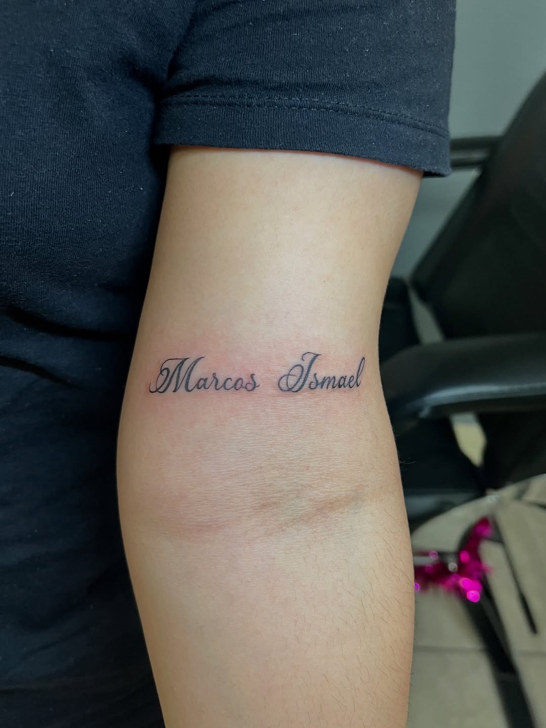Tattoo by @tatman_cris โ lettering_script, fine_line