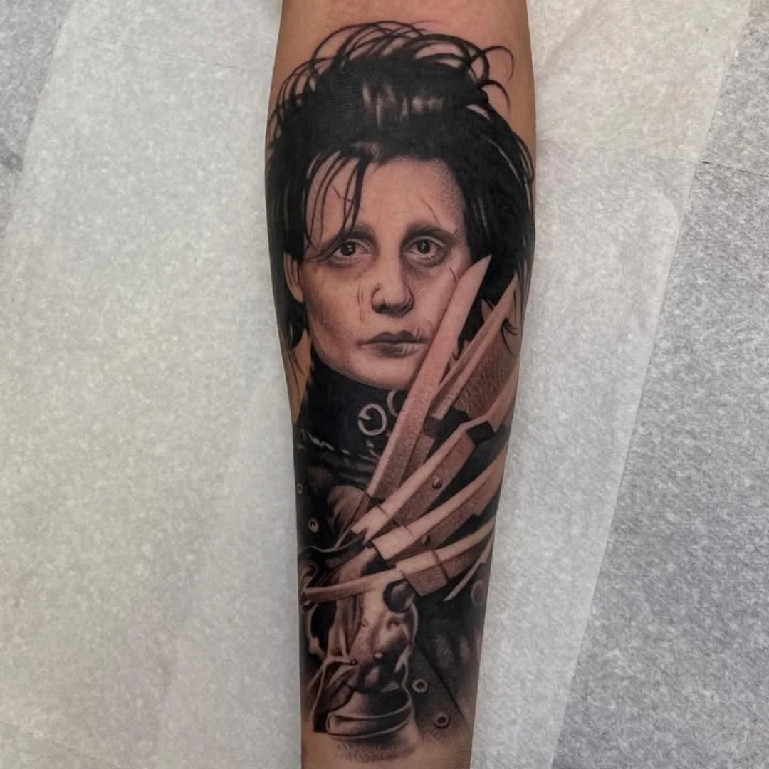 Edward Scissorhands realism tattoo on the forearm by ink.alchemist