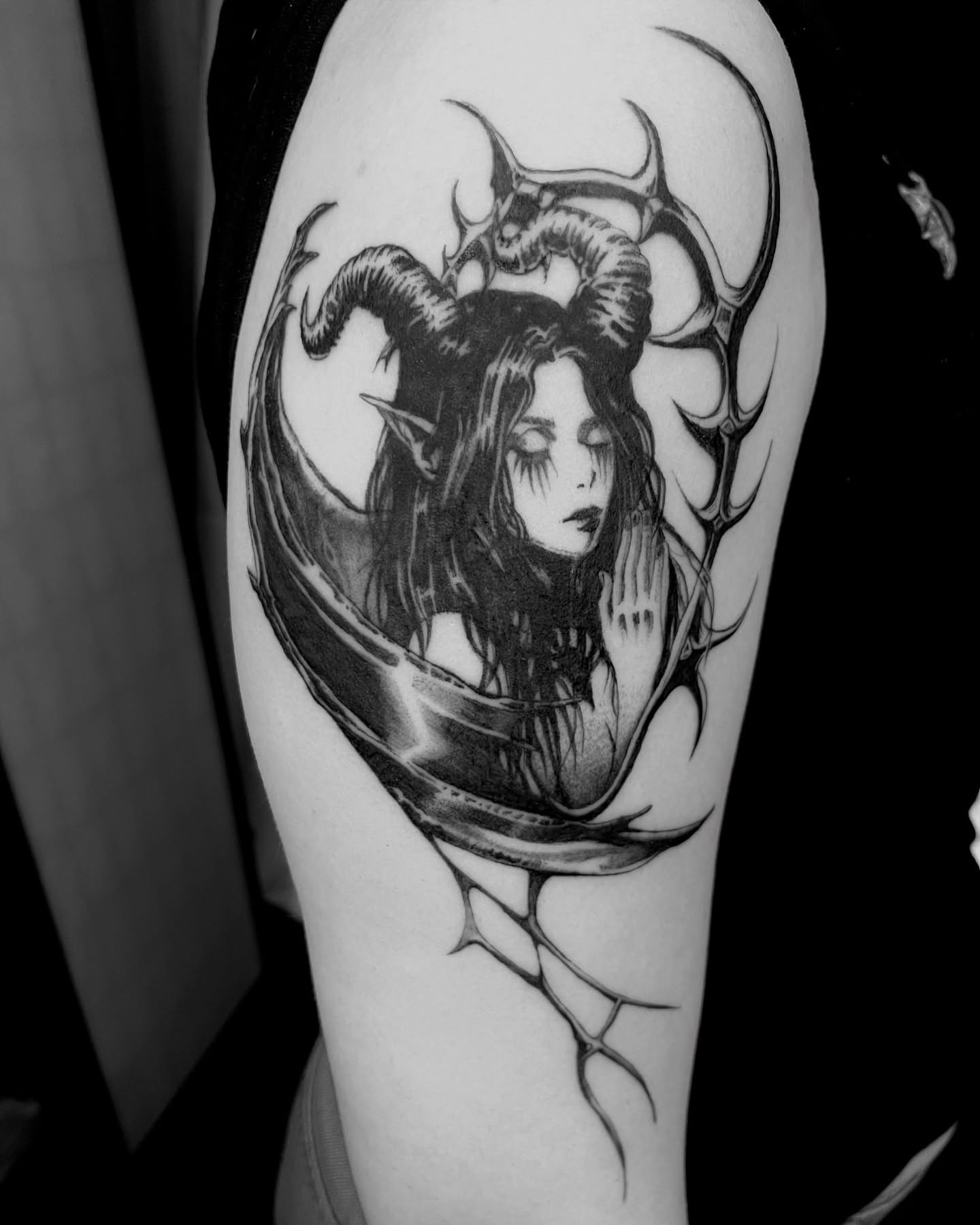 Tattoo by @michelleyoon_ttt — dark_realism, black_and_grey