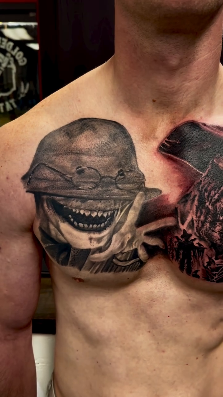 Demonic figures dark realism tattoo by Tattoosbybeanz