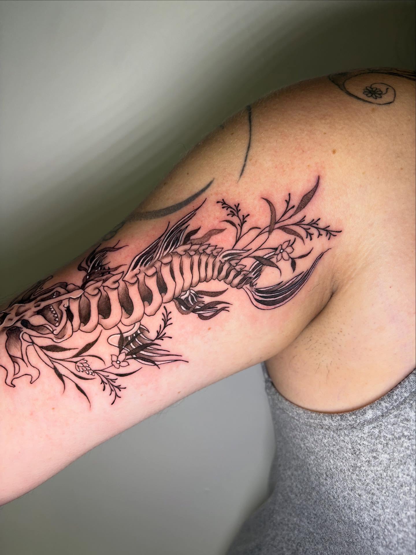 Tattoo by @hbones_artistry — black_and_grey