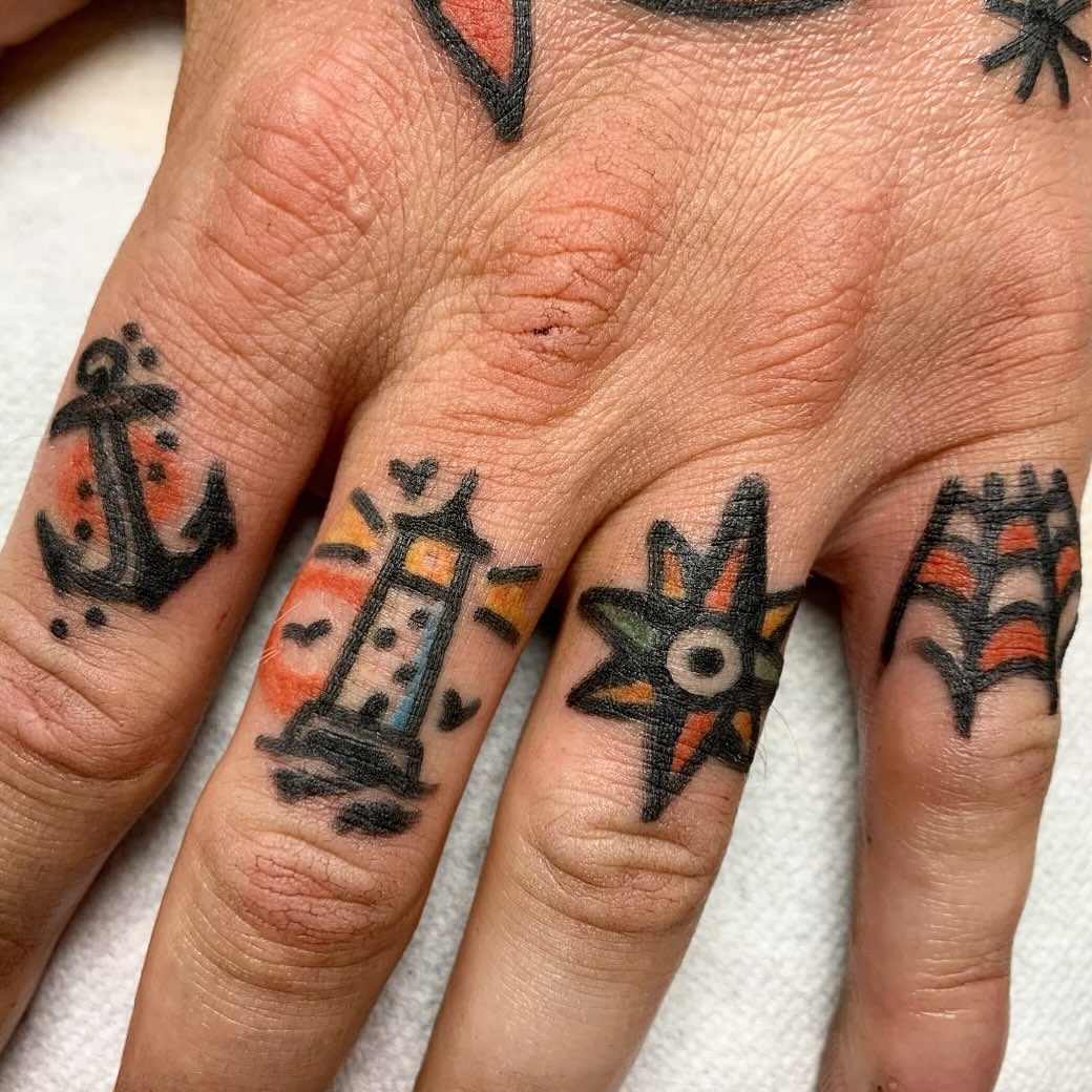 Nautical theme American traditional tattoo on the hand by Los Angeles Tattoo Artist