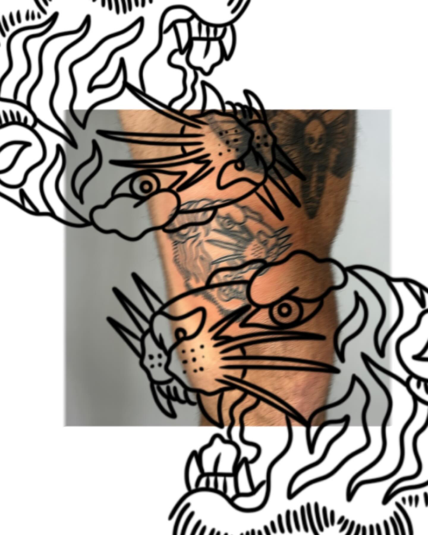 Cat American traditional tattoo on the forearm by Lip™
