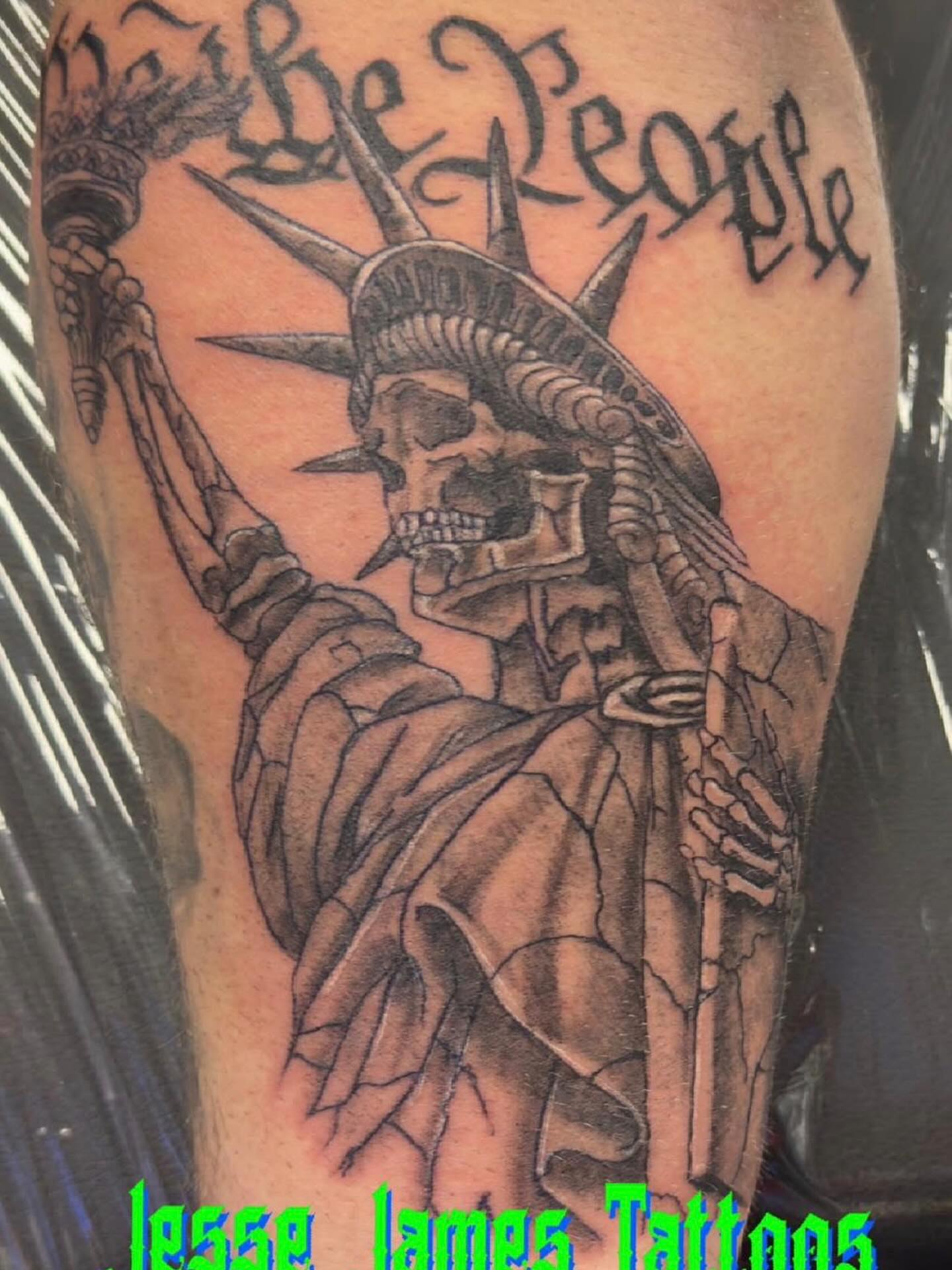 Tattoo by @inkslingerjessejames — black_and_grey, dark_realism