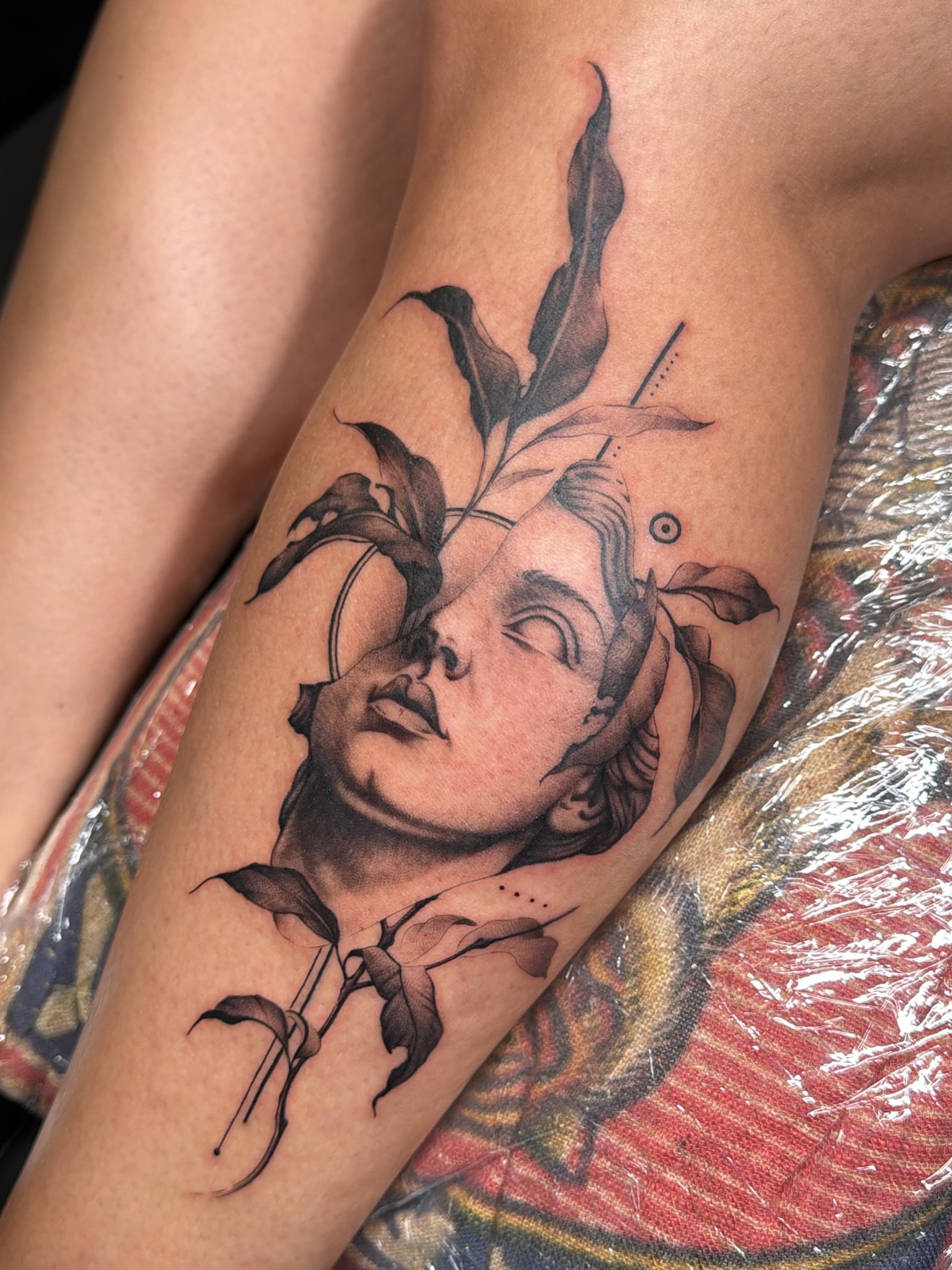 Woman's face realism tattoo on the forearm by Moi Rivas, Salt Lake City, Utah