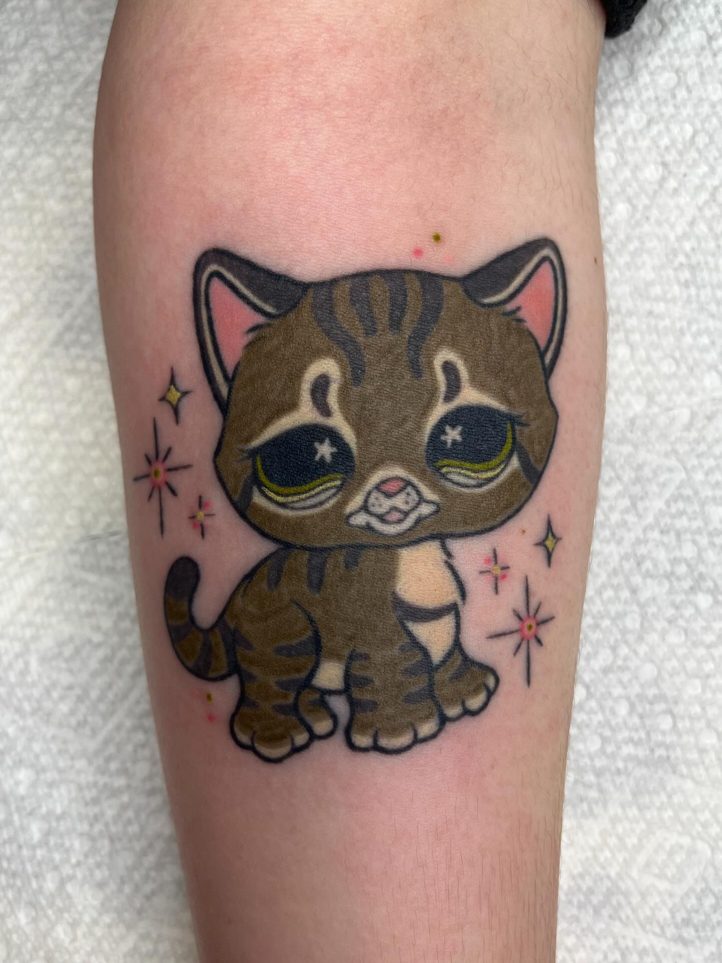 Cat dotwork tattoo on the forearm by Abby Brooks, Memphis, Tennessee