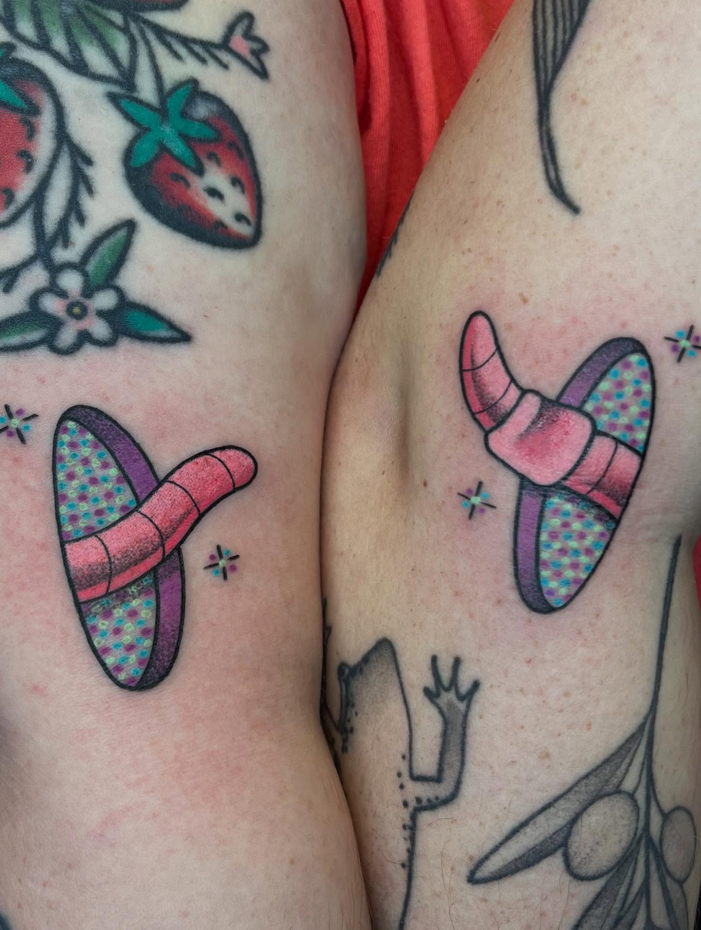 Alien spaceship dotwork tattoo on the upper arm by Abby Brooks, Memphis, Tennessee