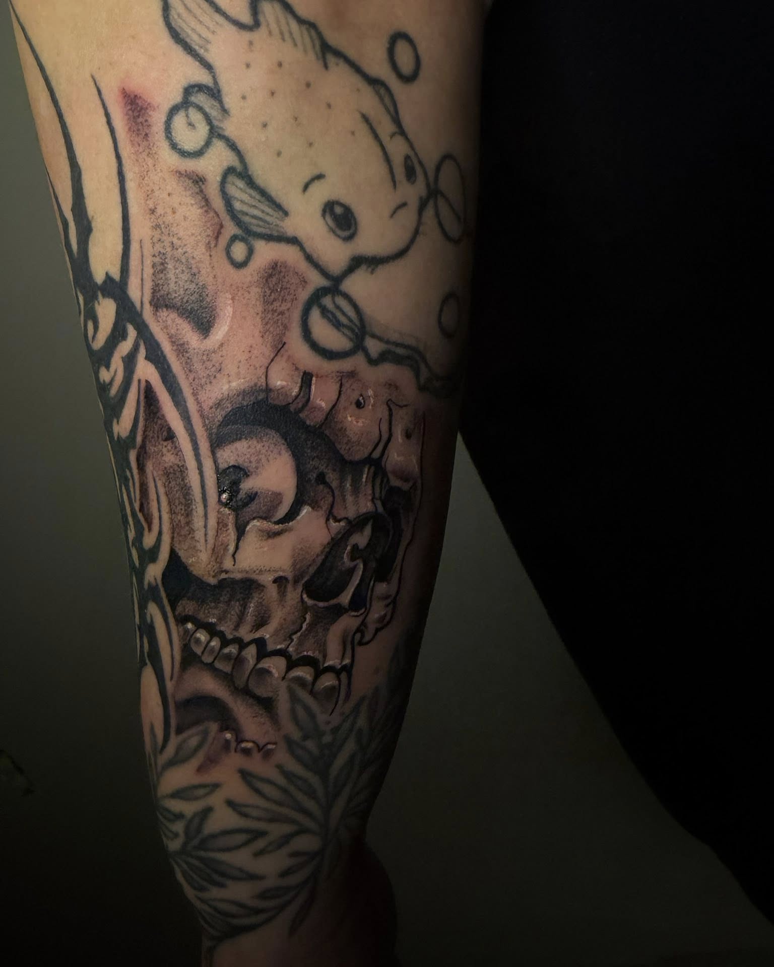 Tattoo by @mom_tats — dotwork, black_and_grey