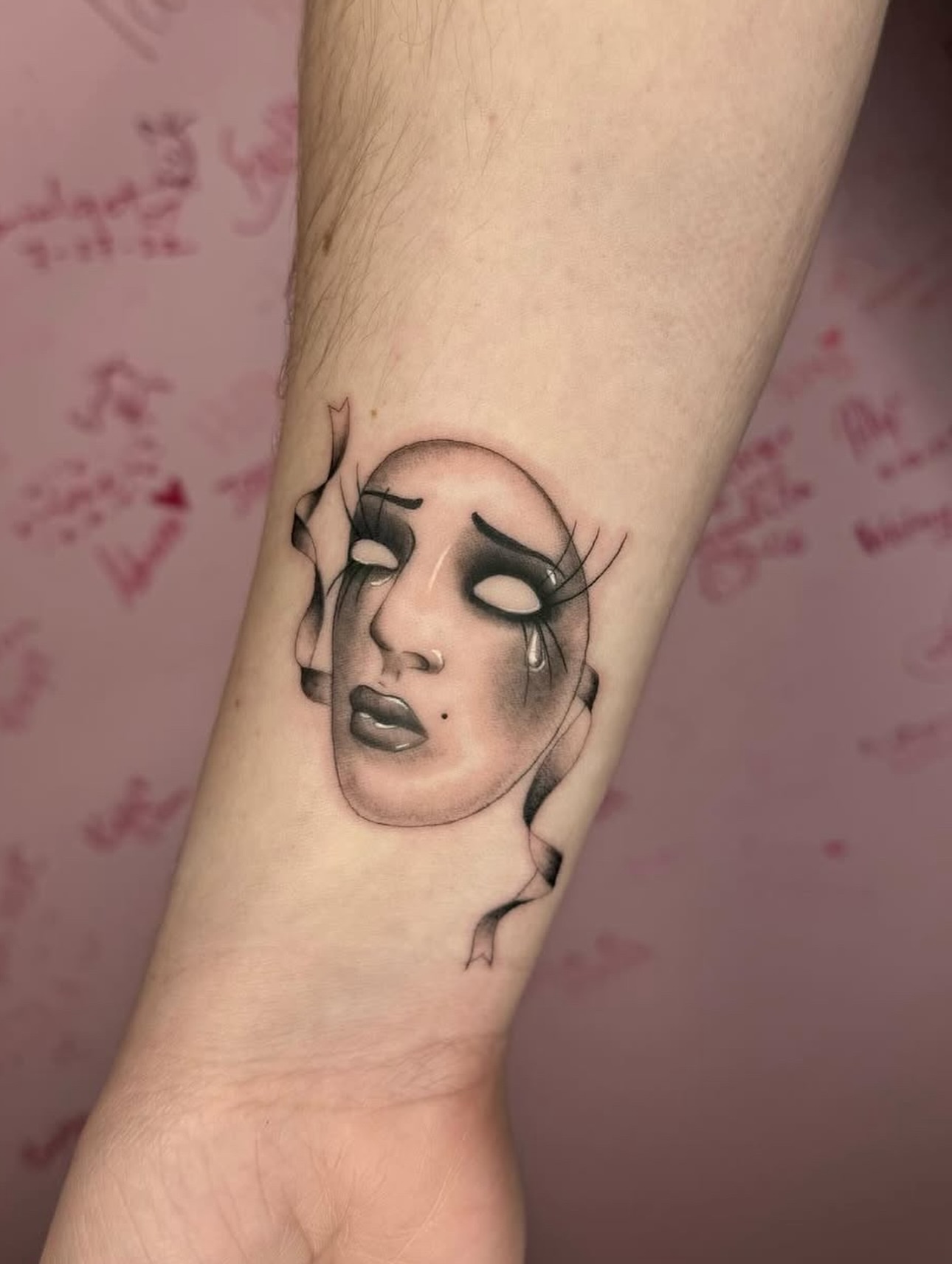 Woman's face realism tattoo on the forearm by Lily Cuoio~ Seattle