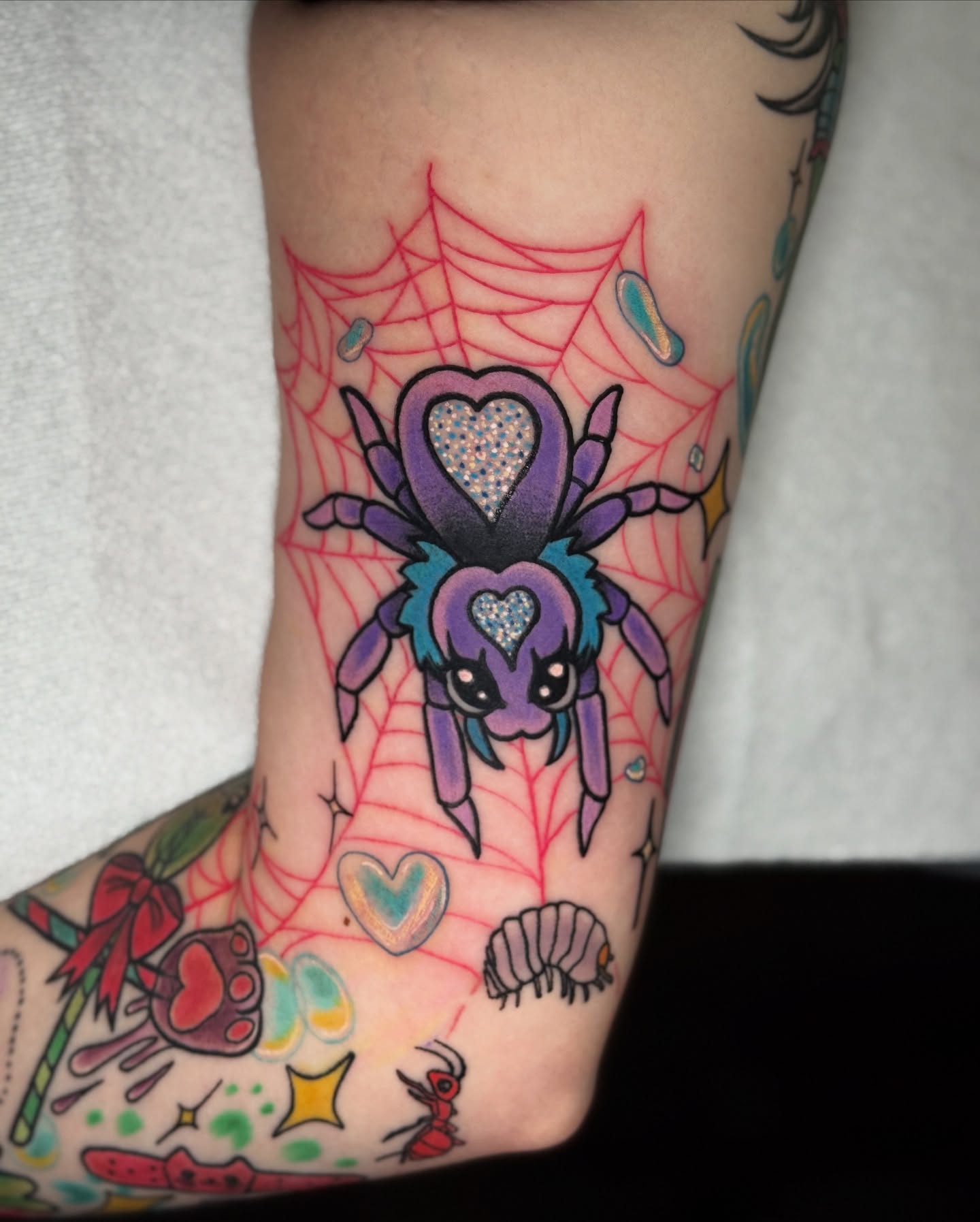 Spider dotwork tattoo on the forearm by ⓒⓨⓡⓤⓢ