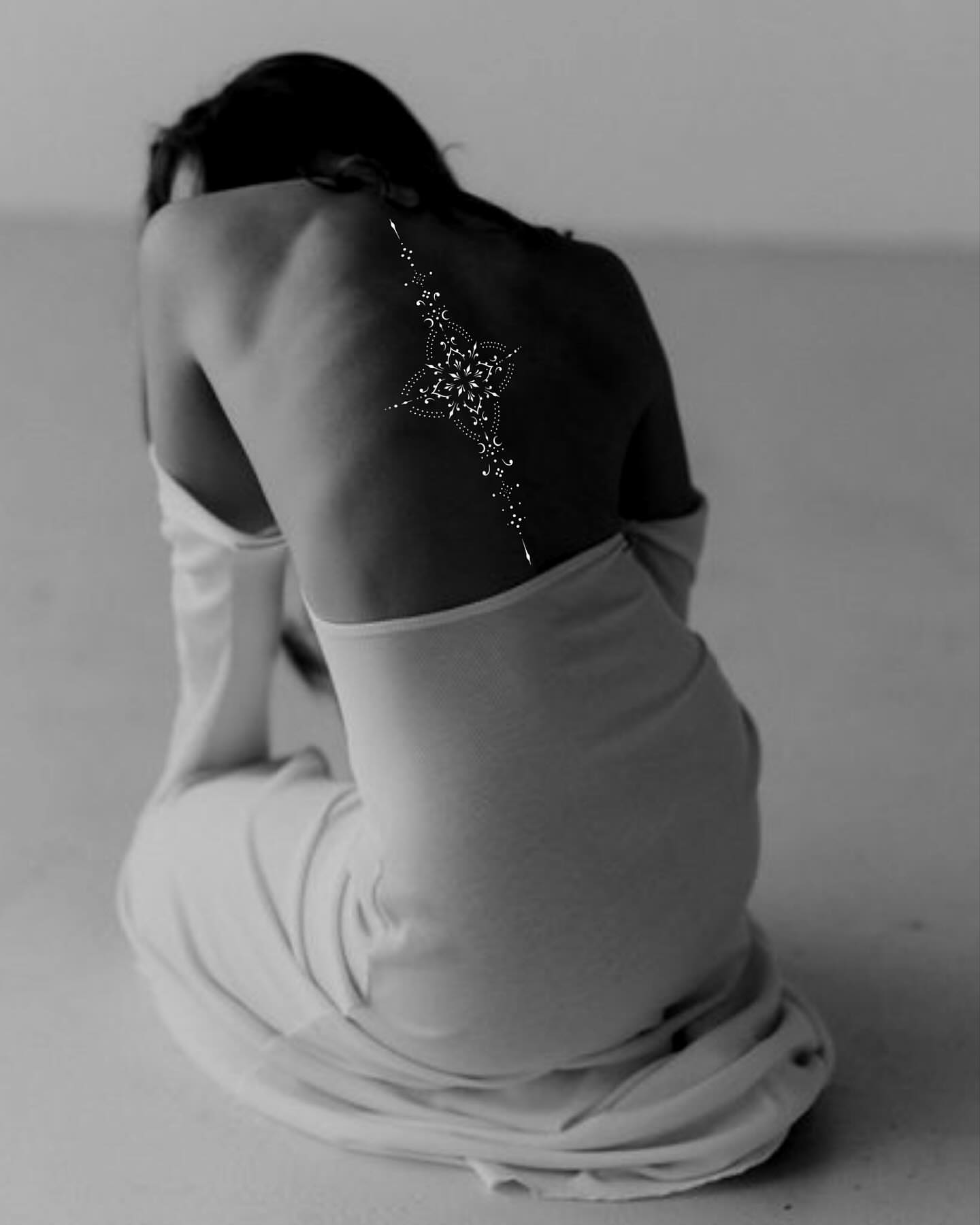 Spine mandala dotwork tattoo on the back by ꕥ LANA MOON TATU ꕥ