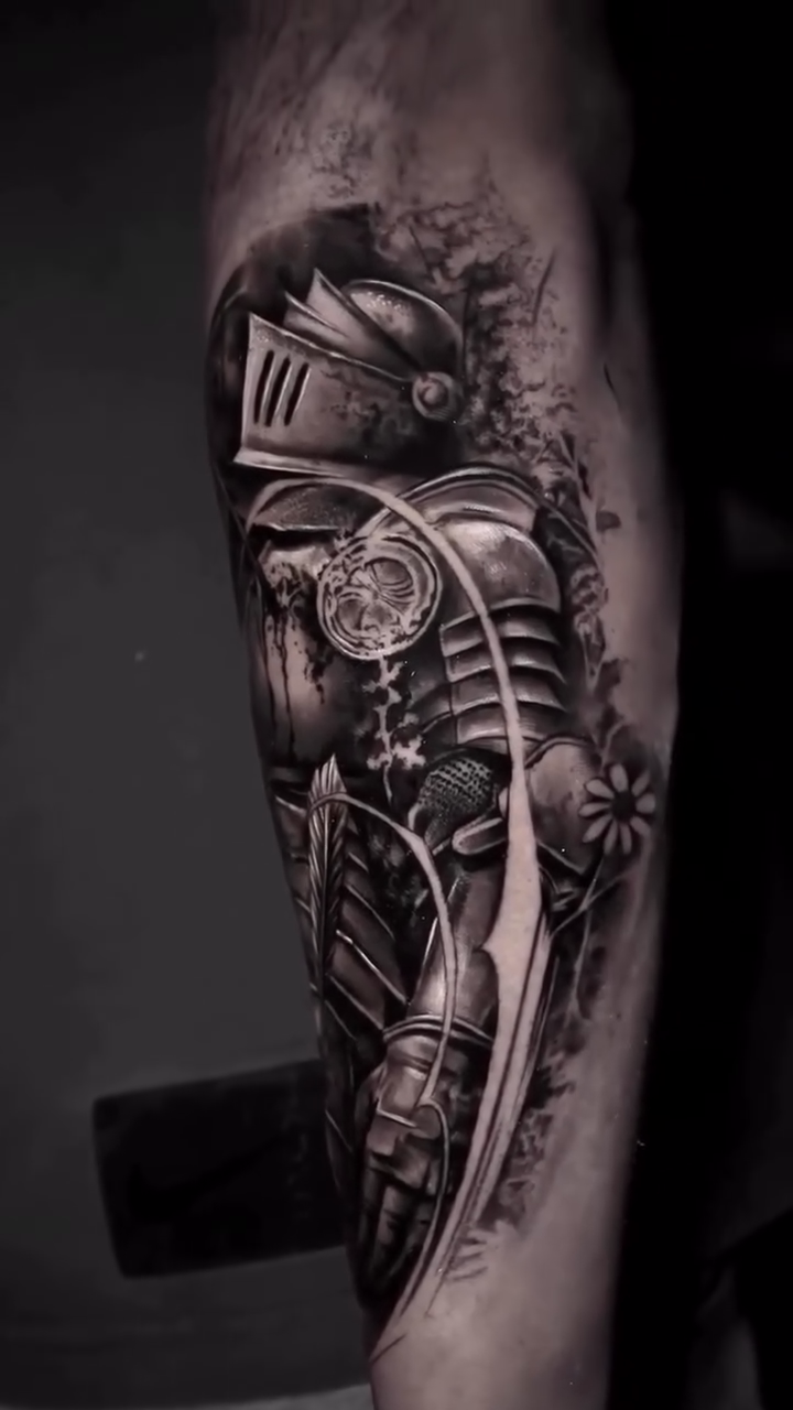 Knight's armor realism tattoo by Francis nieves, Miami, Florida