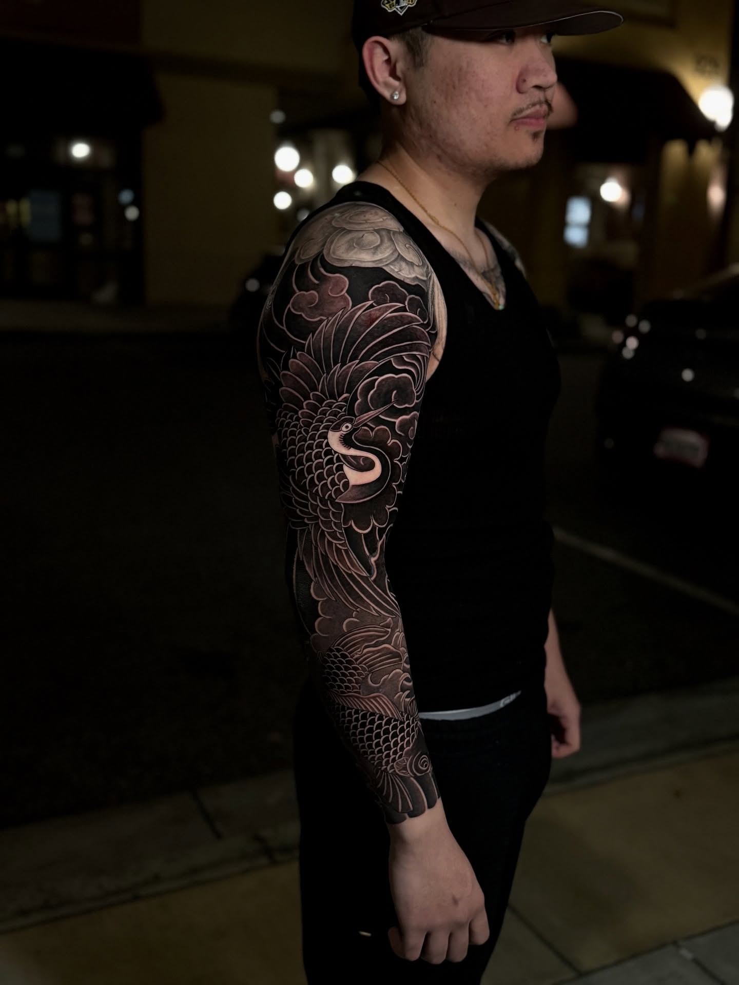 Bird and waves japanese irezumi tattoo on the upper arm by Anh Nguyen