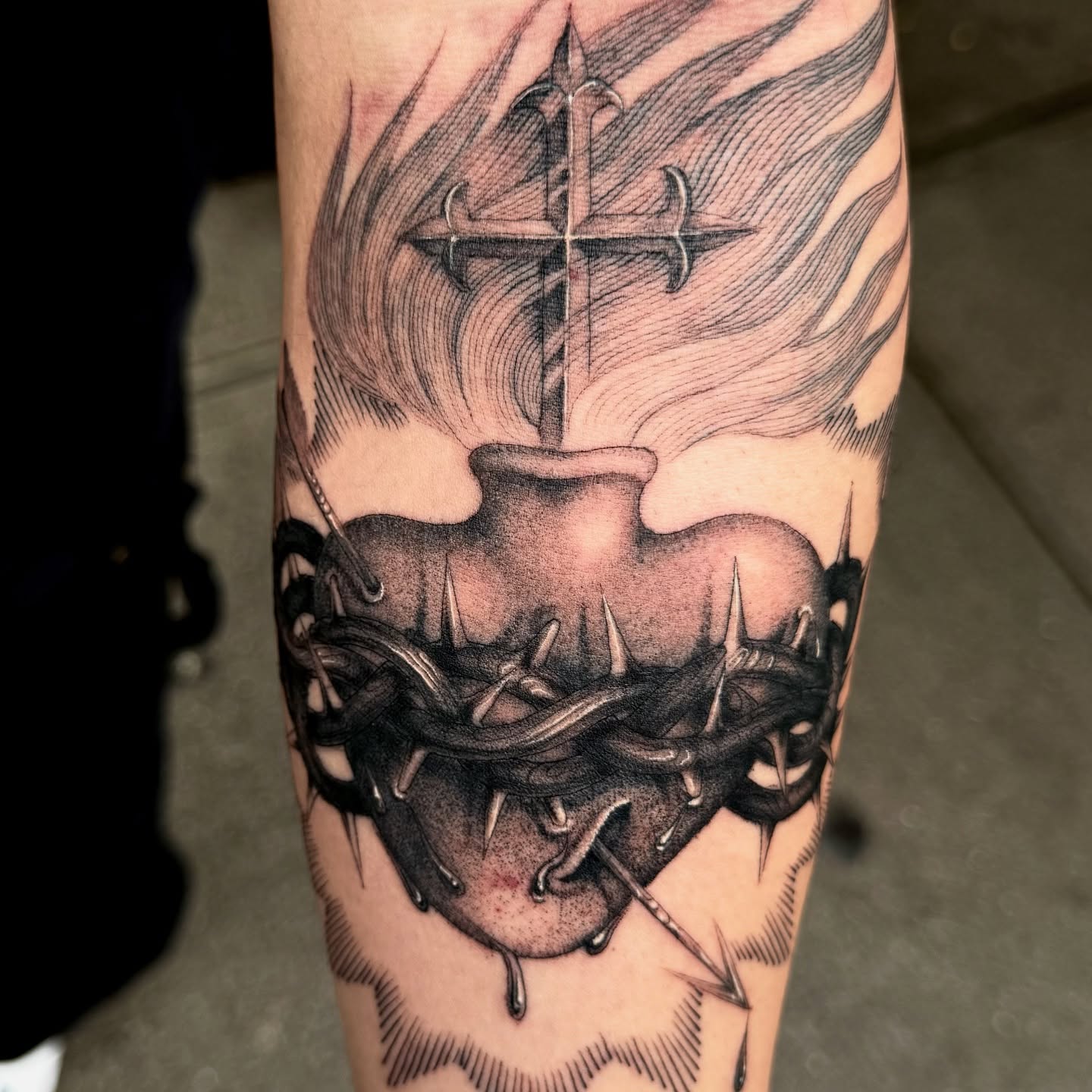 Tattoo by @connalcreates — black_and_grey, realism
