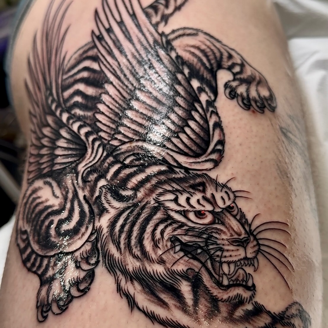 Tattoo by @connalcreates — black_and_grey, realism