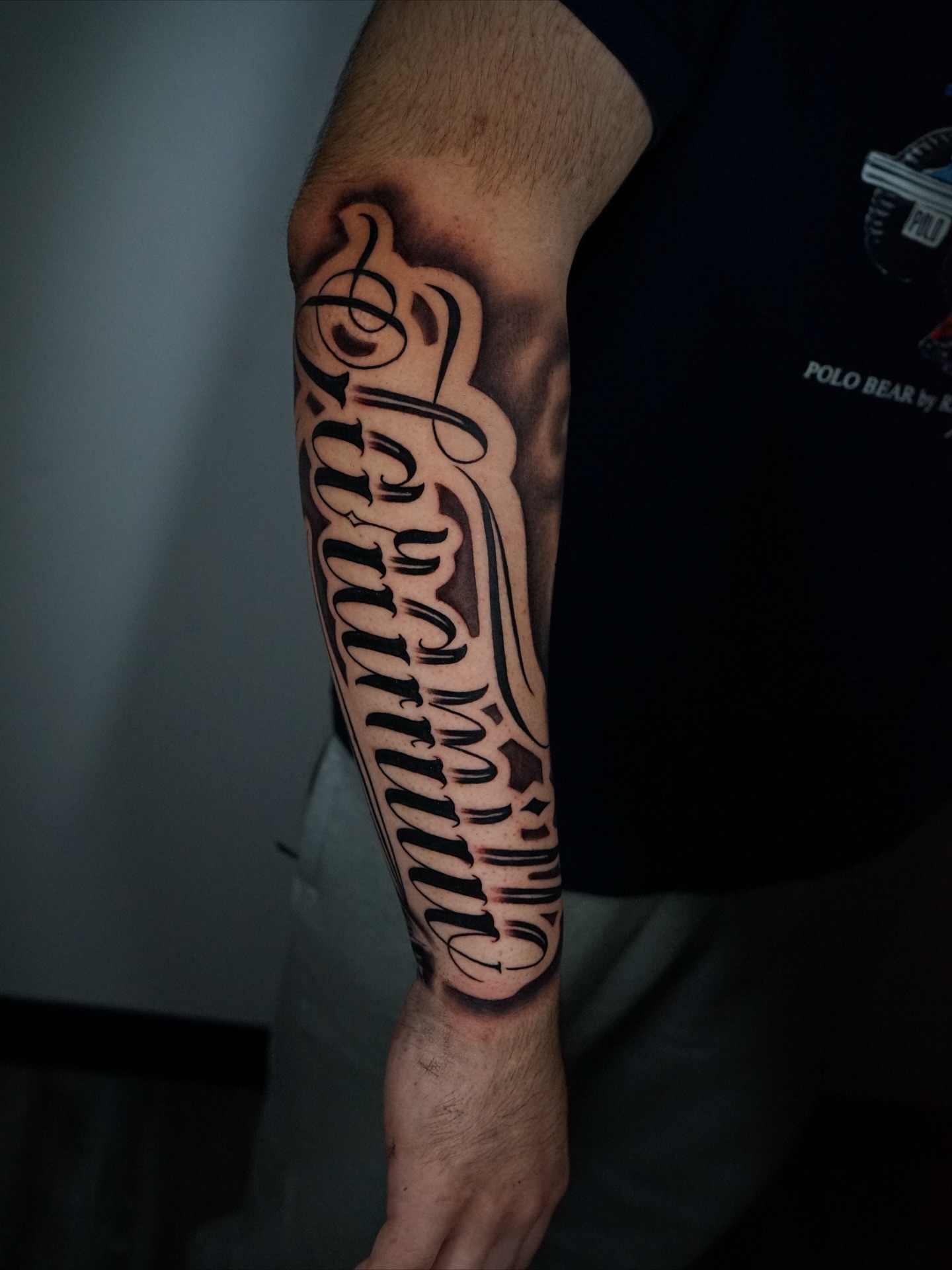 Tattoo by @aaron.tattoos — lettering_script