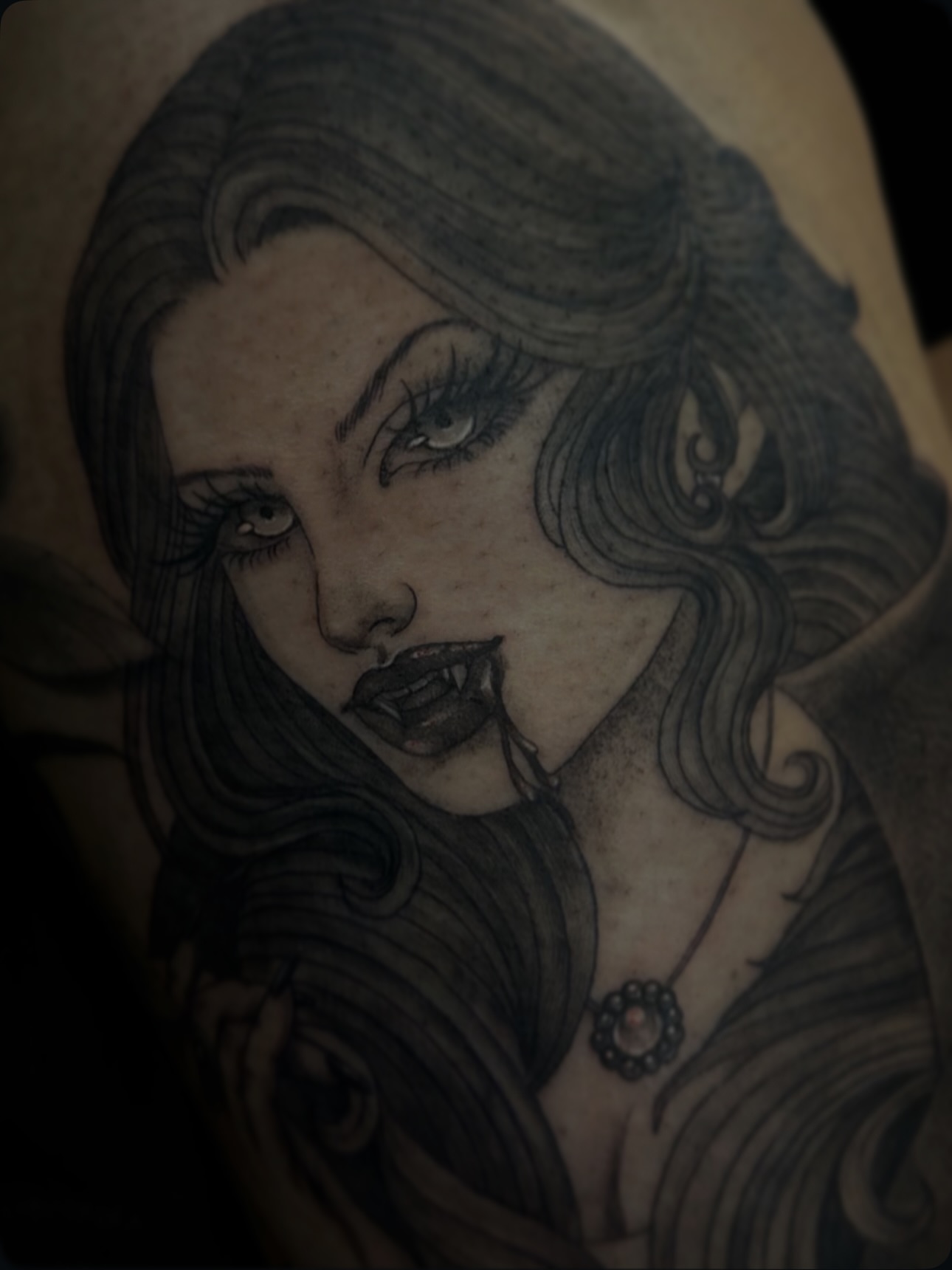 Woman realism tattoo on the shoulder by jordyn ๐ญ